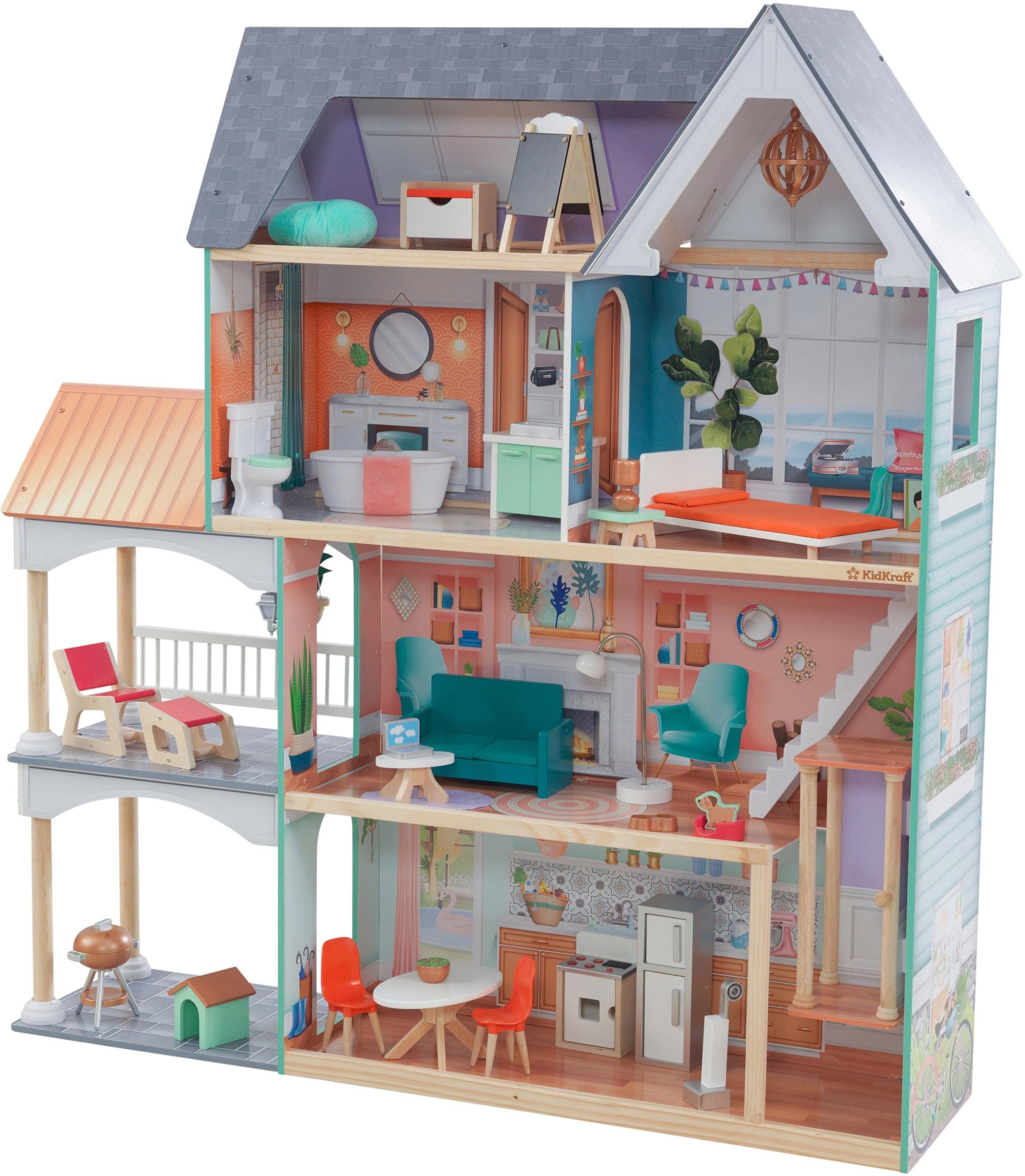 KidKraft® Puppenhaus »Holzspielzeug, Dahlia Mansion«, bestellen inklusive Möbel online