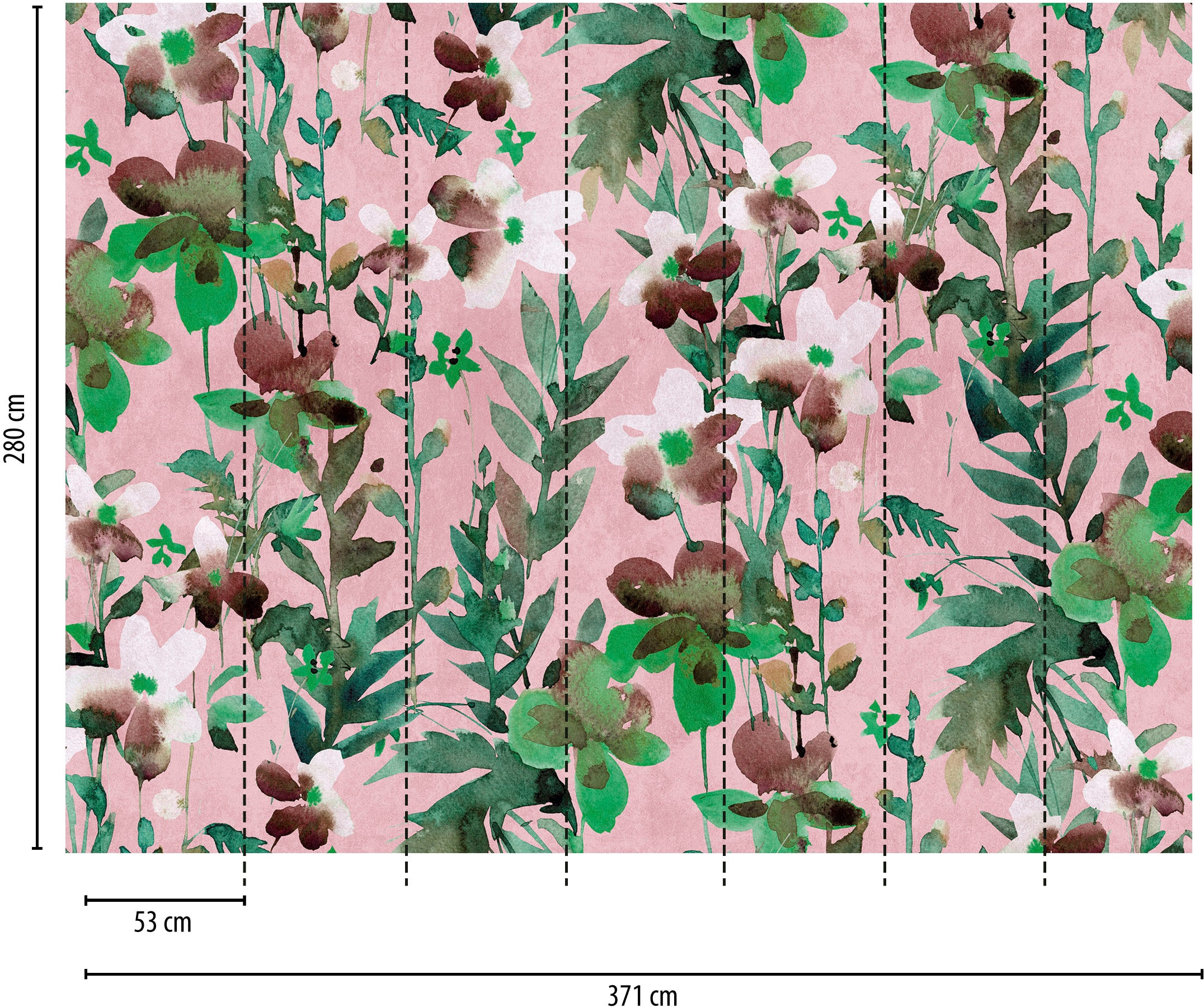 living walls Fototapete »The Wall«, geblümt-floral-natürlich, Fototapete Floral Tapete Blume Tapeten Wohnzimmer Flur Design Optik