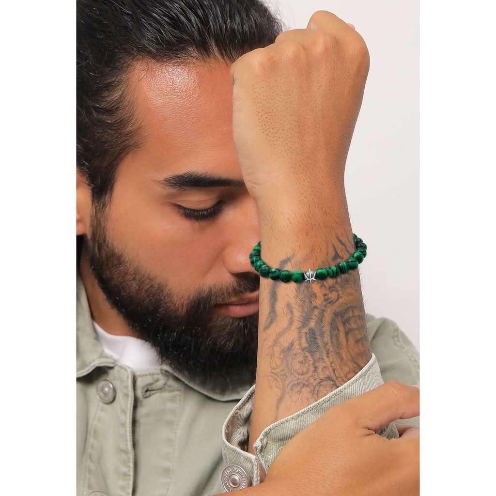 Kuzzoi Armband »Herren synth. Malachit Bead Oxidiert 925 Silber«