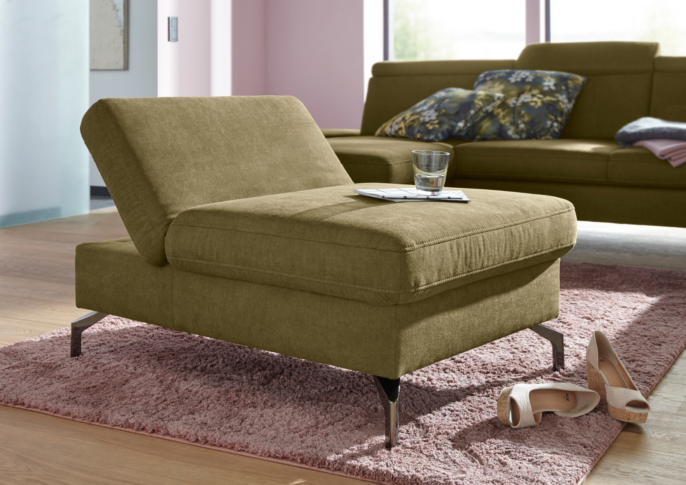 sit&more Hocker »Brisbane«, Fußhöhe 15 cm, mit Federkern und Klappfunktion günstig online kaufen