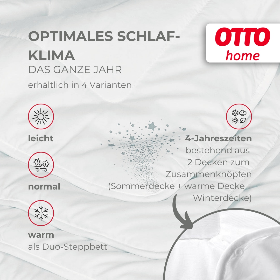 OTTO home Microfaserbettdecke »Baca, Bettdecke 135x200 cm, 155x220 cm und weitere Größen« leicht Füllung aushochwertiger6D-Hohlfaser Bezug Polyester 1 Stk. tlg. Bettdecken, Sommer, Winter, 4-Jahreszeiten, Decke