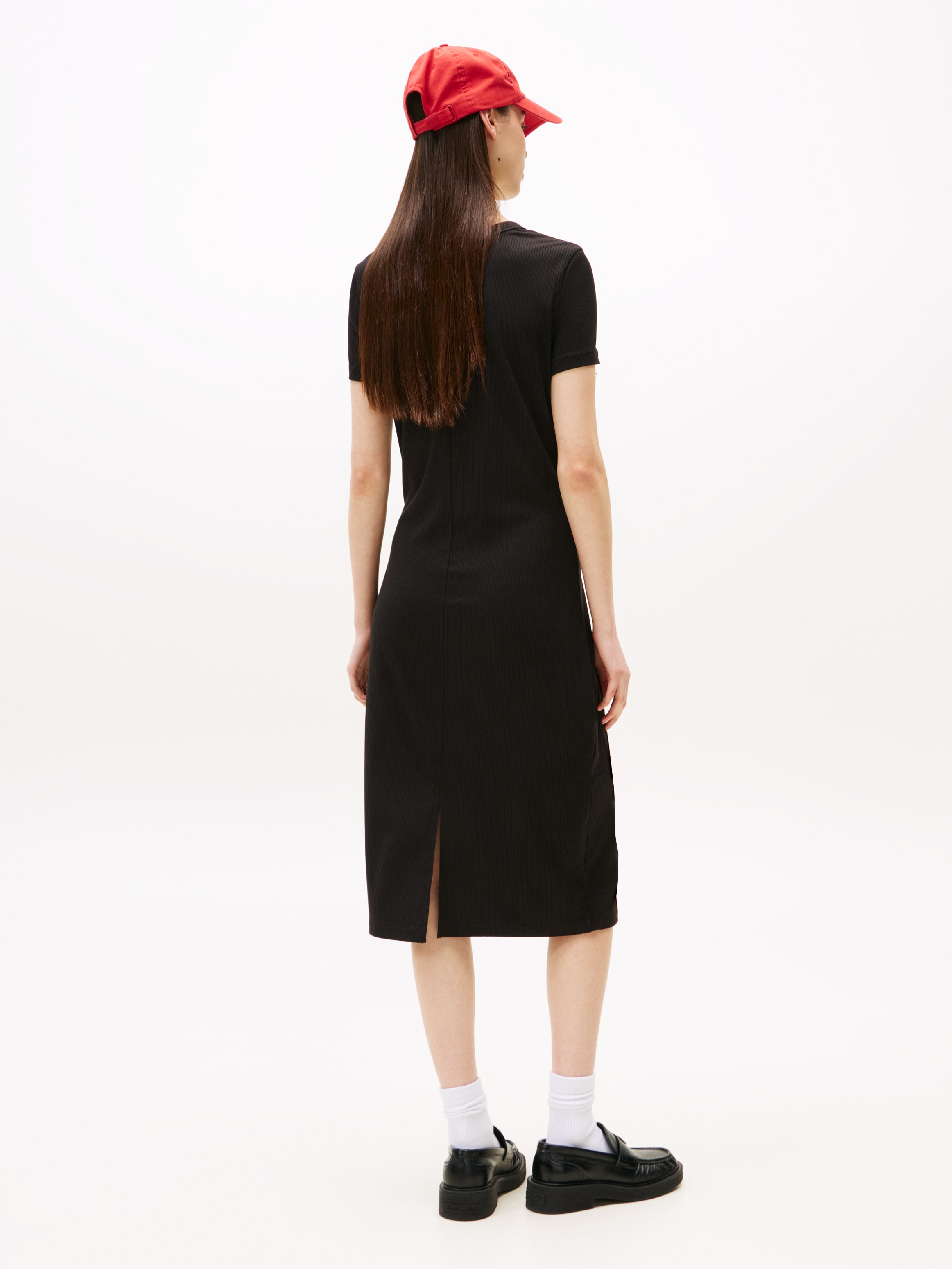 Tommy Jeans Jerseykleid, mit gerippter Struktur, Logostickerei