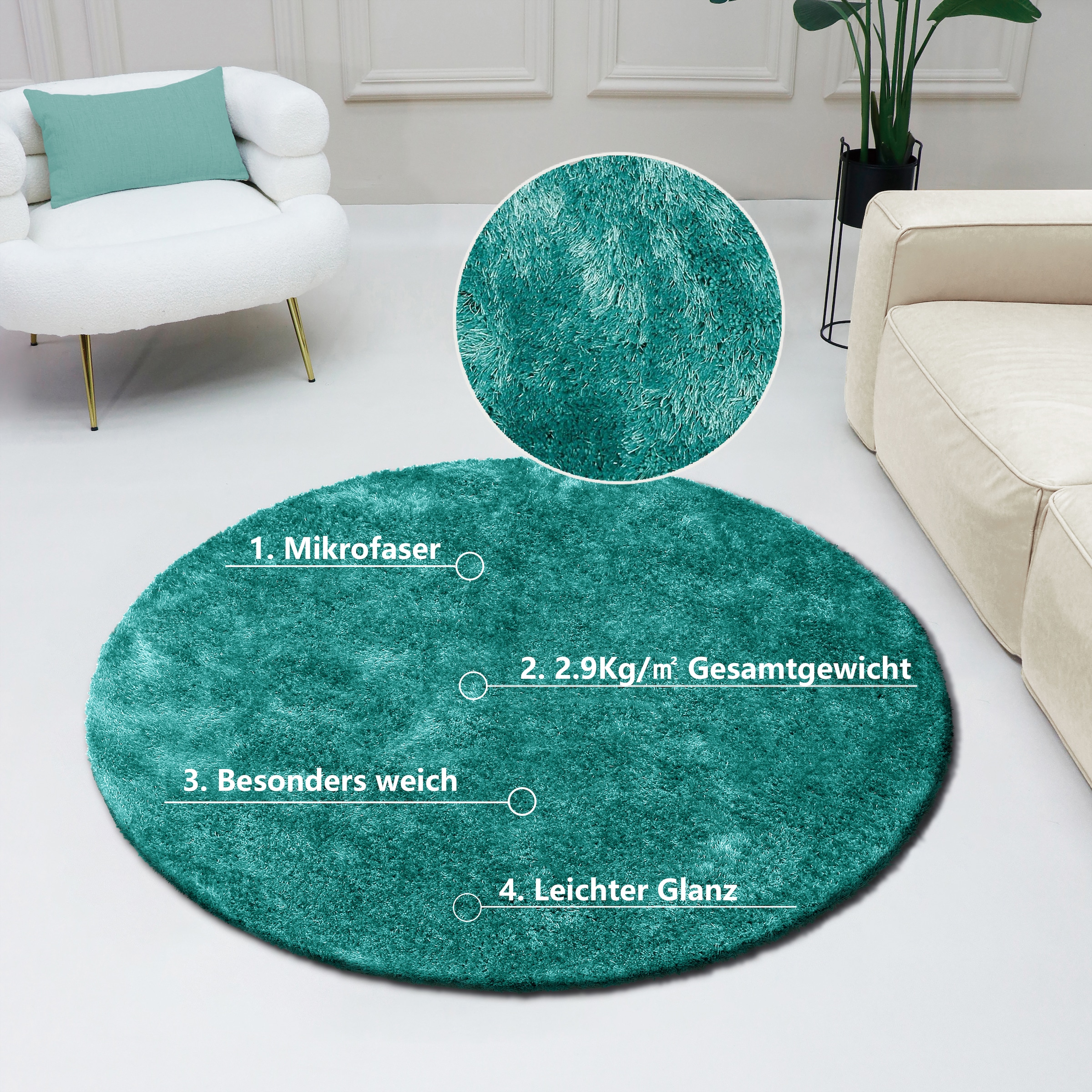 Bruno Banani Hochflor-Teppich "Dana Teppich, Kundenliebling" rund 30 mm Höh günstig online kaufen