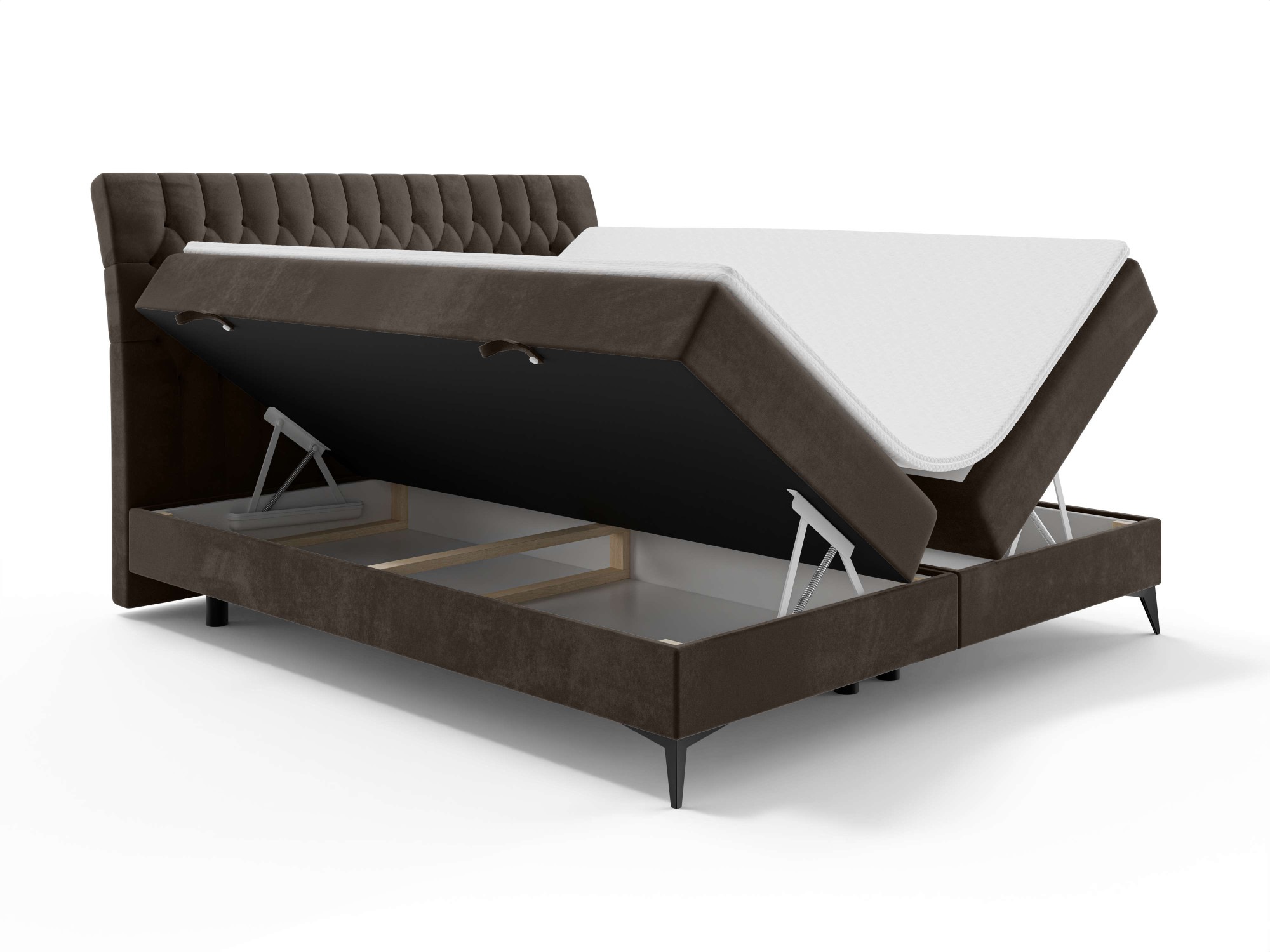 Leonique Polsterbett »SYDNEE mit Matratze und Topper, in 2 Breiten (160 und 180 cm)«, Boxspringbett mit Kopfteil, Bettkasten, Matratze (BFK/TFK) und Topper