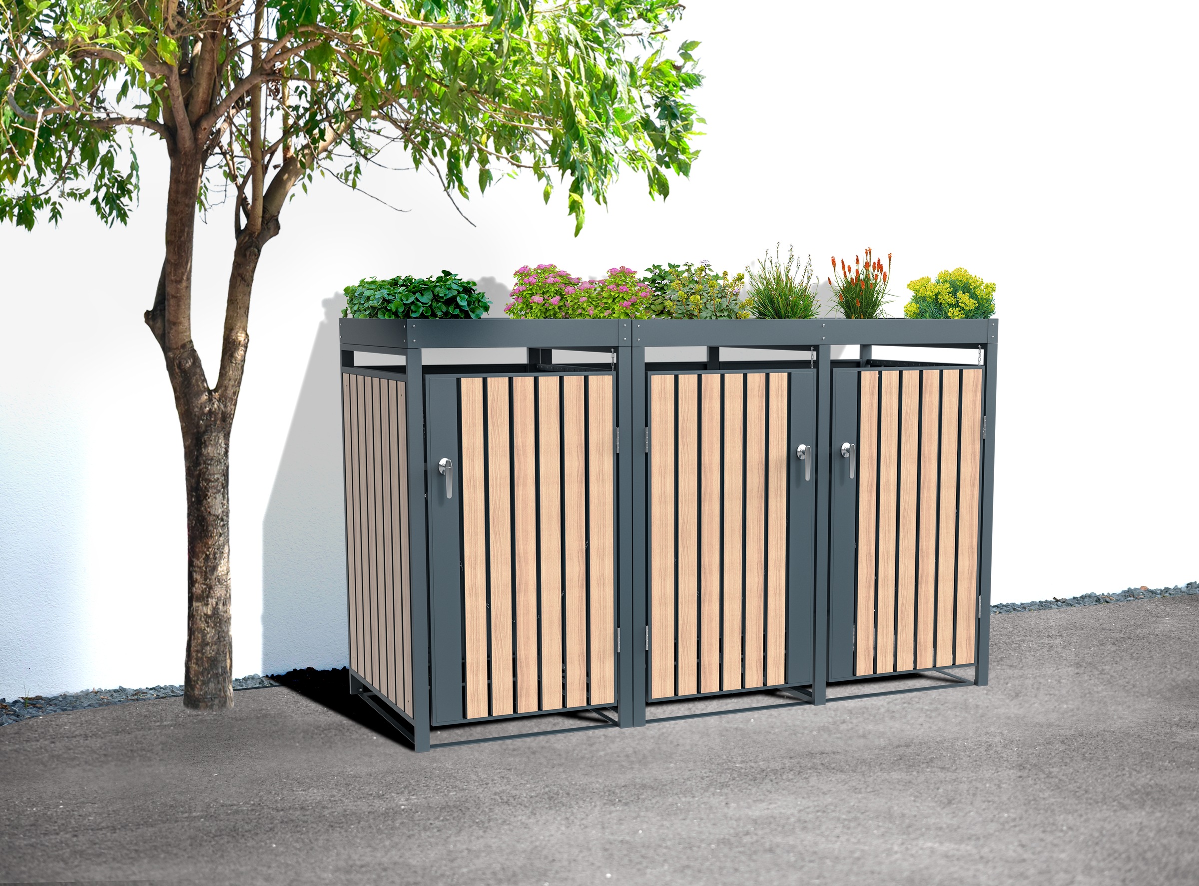 WESTMANN Mülltonnenbox »Planta«, Platz für 3 Mülltonnen je 240 L, BxHxT: 200x84x124,5 cm