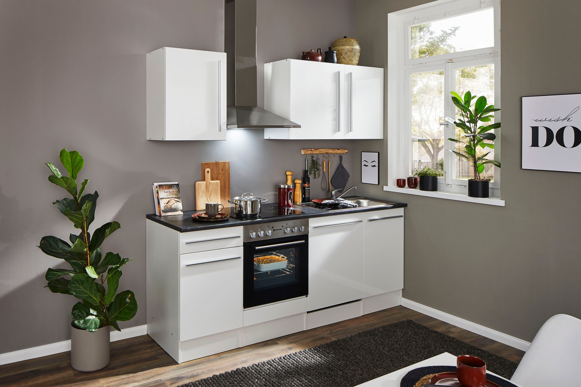 BASIC by Balculina Küchenzeile »Jazz«, Breite 220 cm, wahlweise mit E-Geräten
