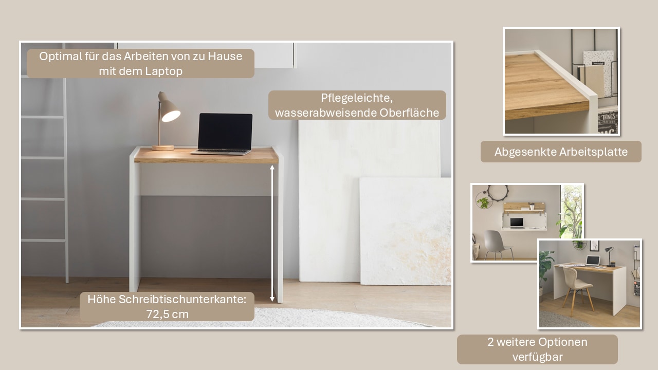 INOSIGN Schreibtisch »CiTY/GiRON«, moderner Computertisch, wohnliches Home Office, Breite 80 oder 143 cm