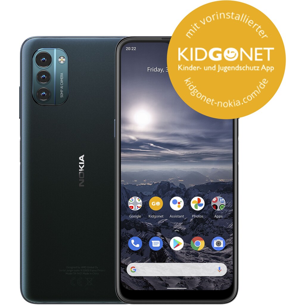 Nokia Smartphone »Prokids Phone – G21«, Nordic Blue, 16,5 cm/6,5 Zoll, 64 GB Speicherplatz, 50 MP Kamera