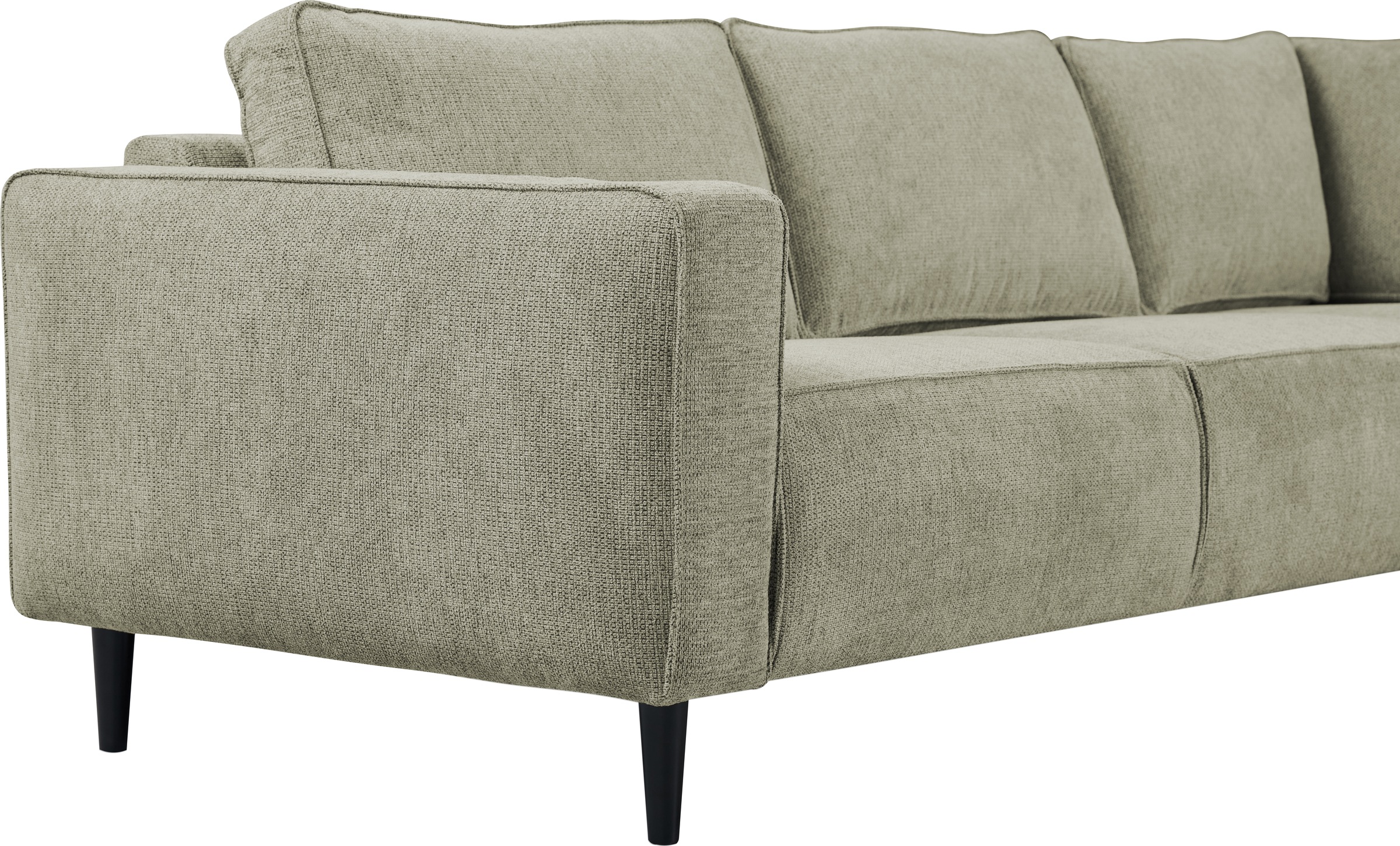 Places of Style Ecksofa »Fumone, Lederoptik oder Soft-Touch Chenille«, Breite 260, mit schwarzen Massivholzfüßen