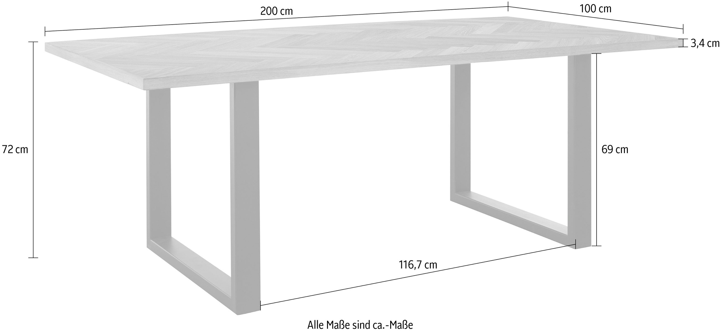 8. Bild von Guido Maria Kretschmer Home&Living Esstisch »Paulus«, mit besonderem Fischgrätmuster aus Eiche massiv
