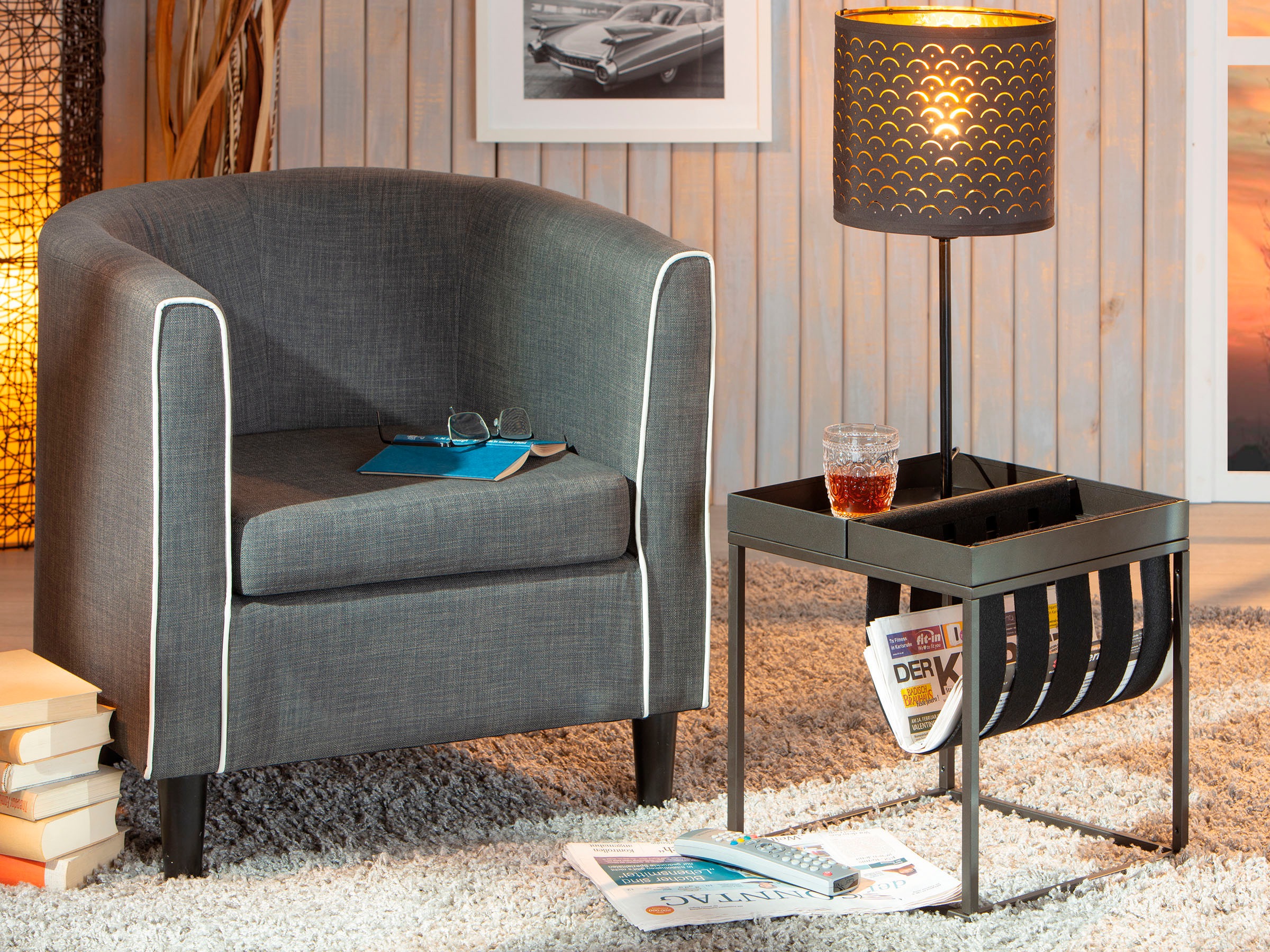 Inter Link Beistelltisch »Club NY« mit praktischem Ablagefach aus Filz günstig online kaufen