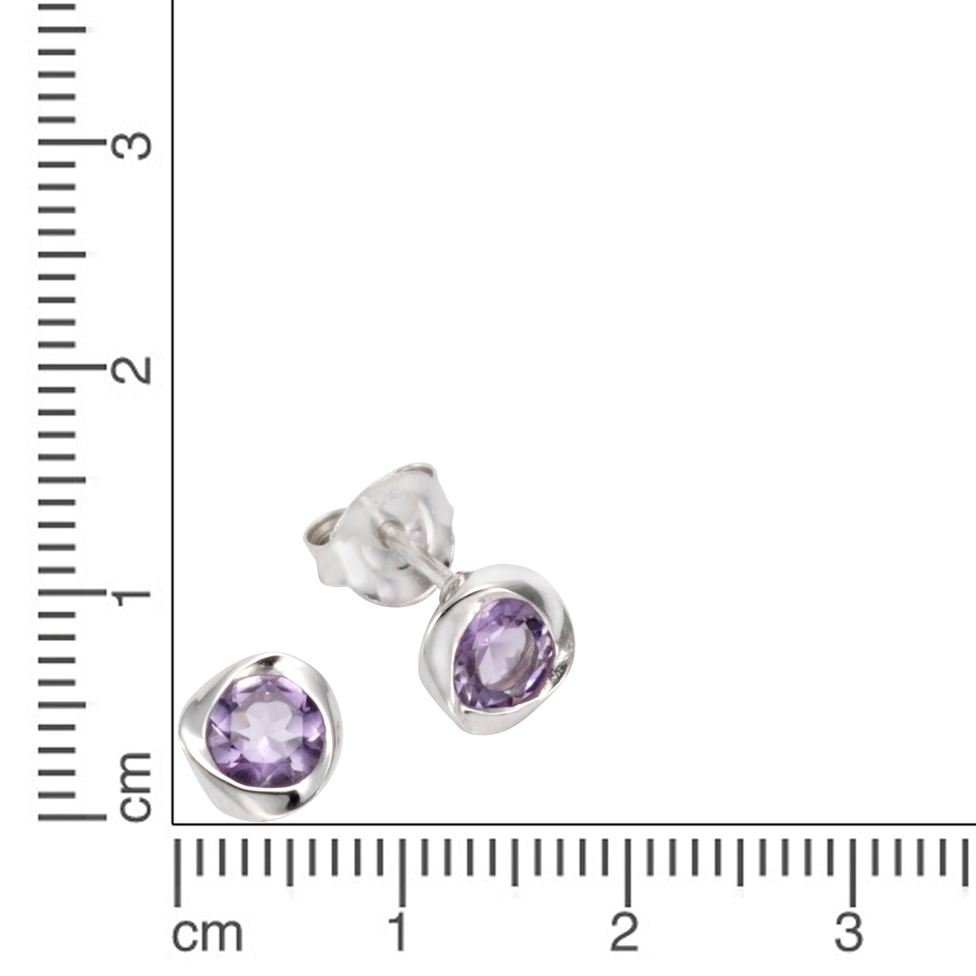 Zeeme Paar Ohrstecker »Silber 925 rhodiniert mit echtem Amethyst«