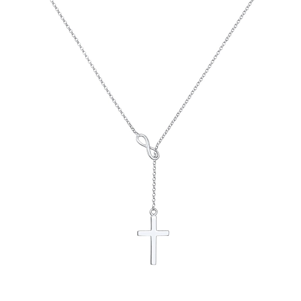 Elli Collierkettchen »Y-Kette mit Kreuz und Infinity Symbol 925 Silber«