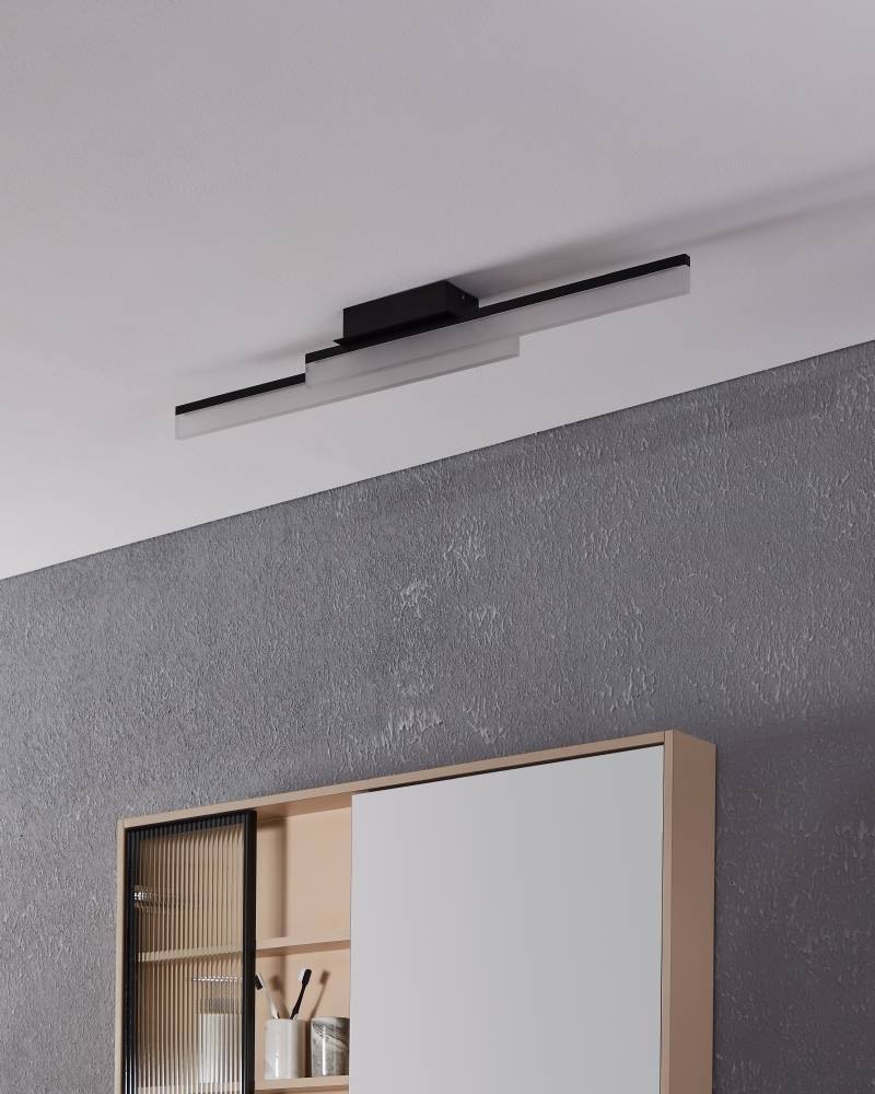 EGLO Wandleuchte »PALMITAL Wandlampe, Alu, Stahl und Kunststoff, Spiegellampe, Bad Lampe« LED-Modul 1 Stk. Warmweiß Wand-/Deckenleuchte - L88 x B10 x H9 cm - schwarz - 2X11W inkl.