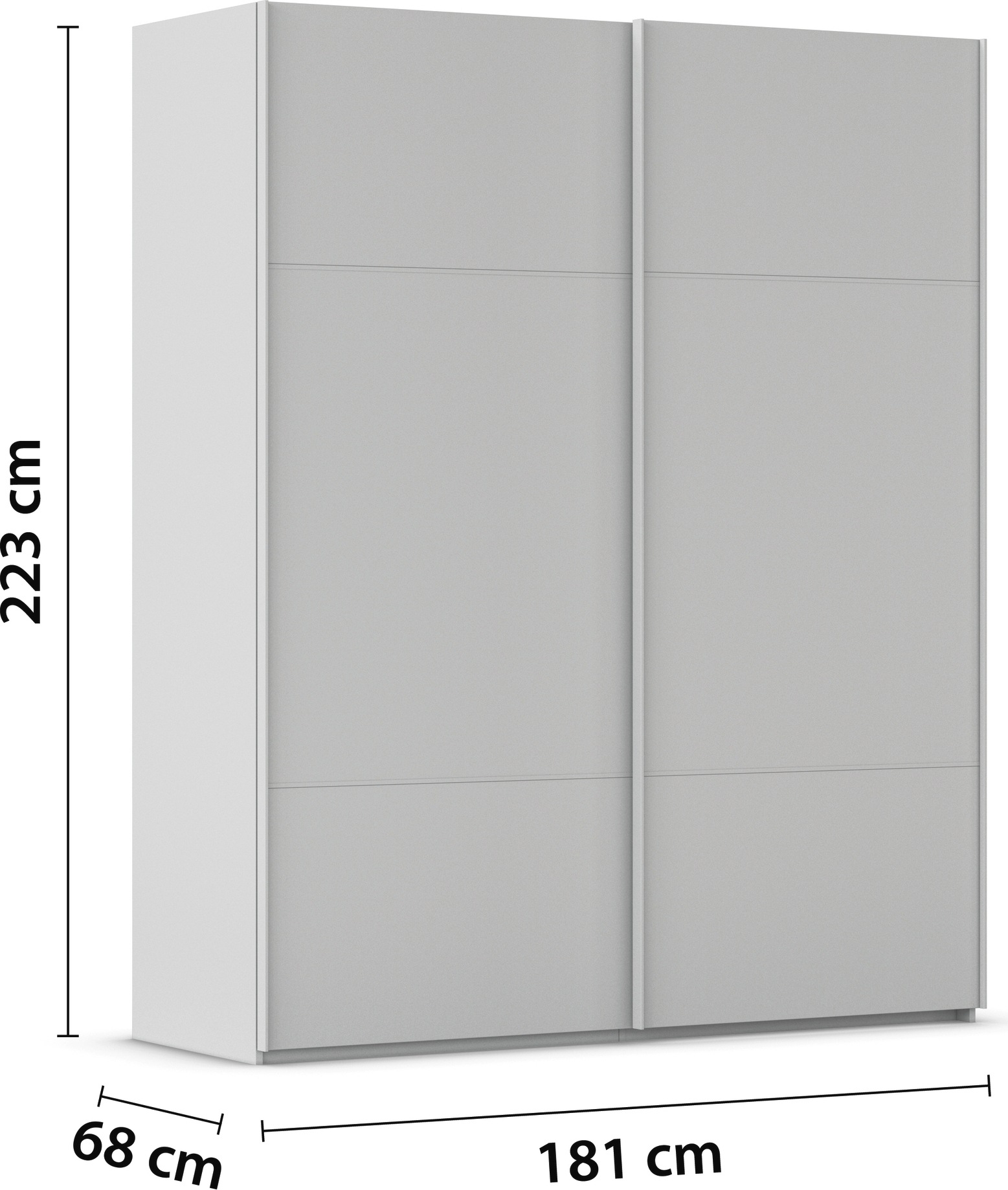 rauch Schwebetürenschrank »Kleiderschrank Schrank Garderobe Schlafzimmerschrank SCALE-TRIO«, edle dreigeteilte Front, 2 Zierleisten in Griff-Farbe MADE IN GERMANY