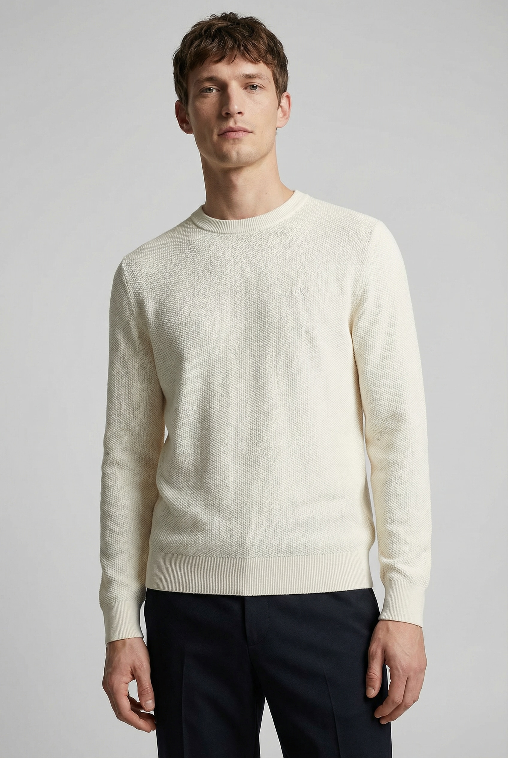 Calvin Klein Rundhalspullover »LS TEXTURED COTTON CREWNK SWEATE« Regular fit mit Rundhalsausschnitt