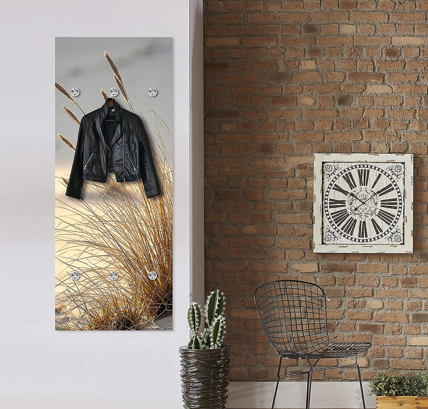 queence Garderobenleiste "Barney", (8 St.), Wand Garderobe, Vintage, Holz O günstig online kaufen