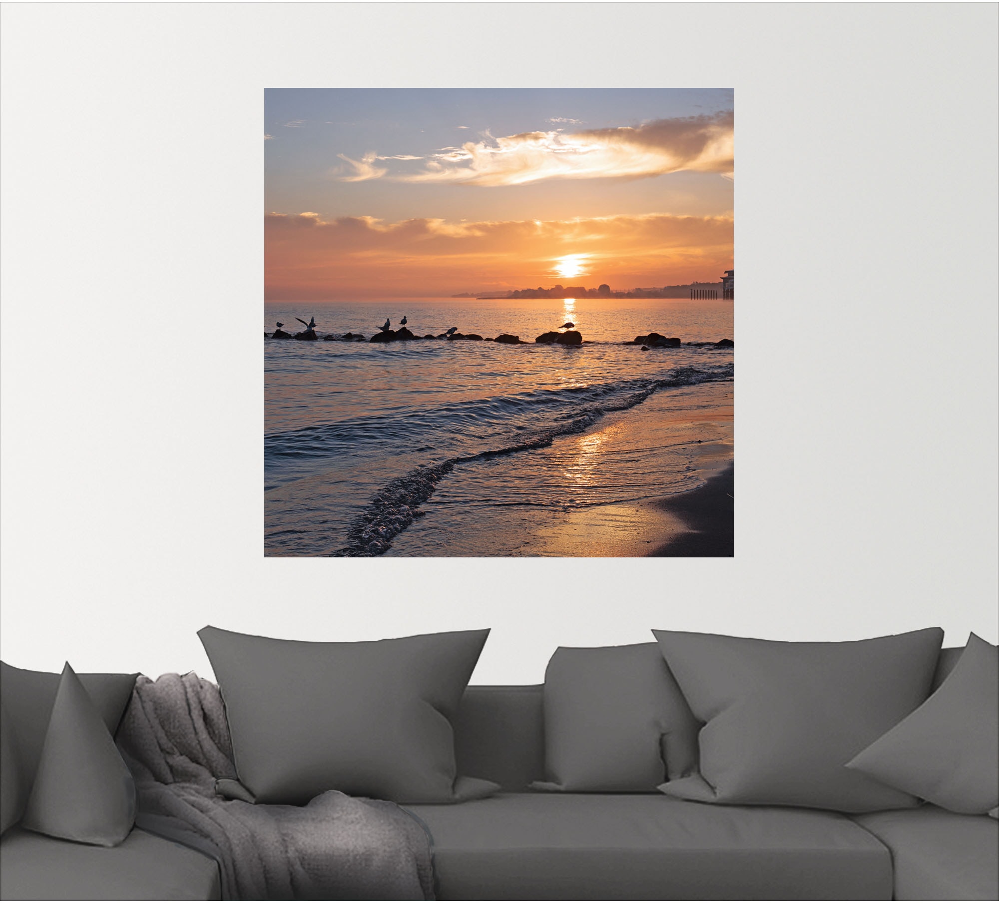Artland Wandbild »Sonnenaufgang am Ostseestrand«, (1 Stück), in vielen Größen & Produktarten - Alubild / Outdoorbild für den Außenbereich, Leinwandbild, Poster, Wandaufkleber / Wandtattoo auch für Badezimmer geeignet