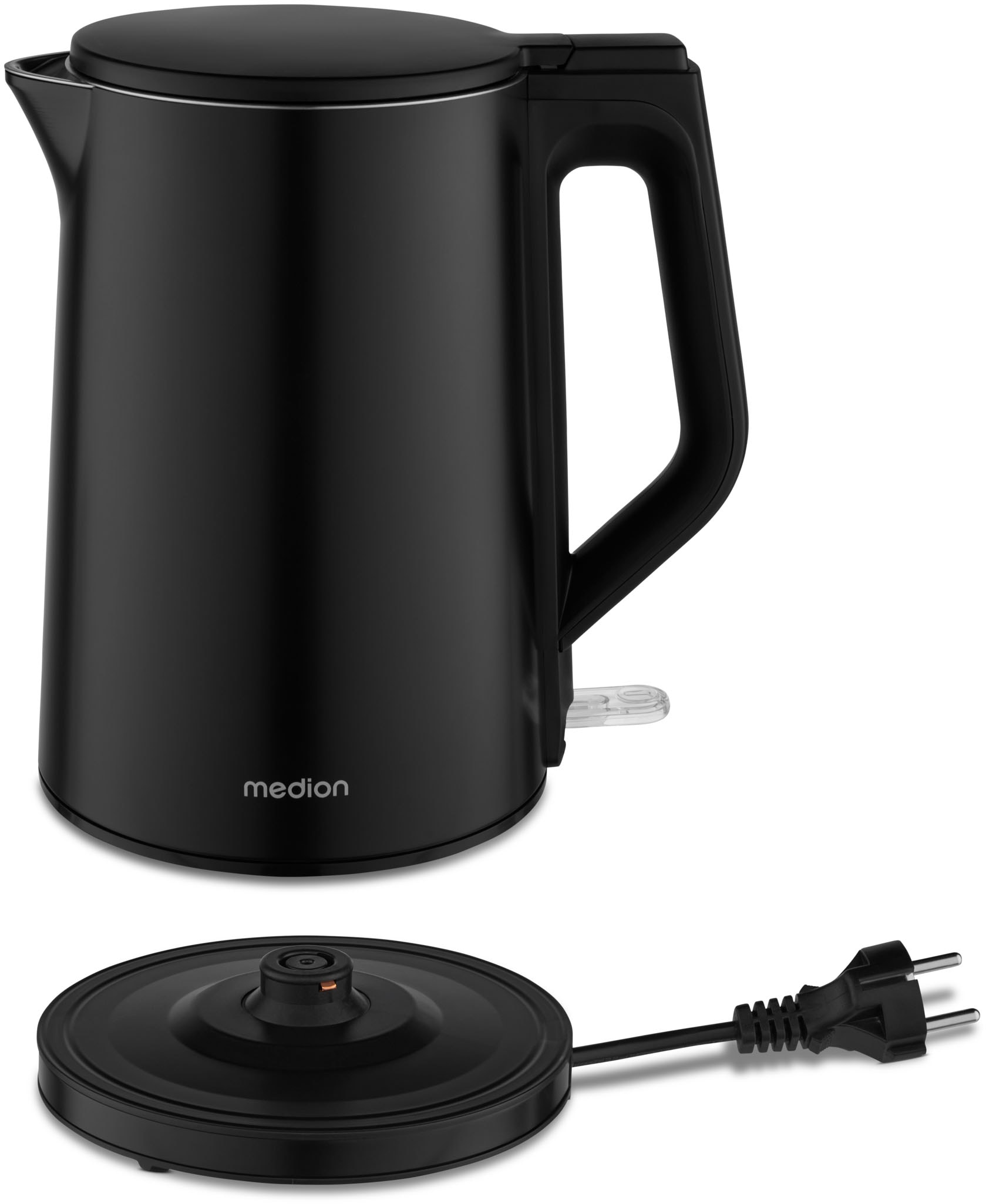 Medion® Wasserkocher »MD12105« 1,5 l 2200 W 2.200 W, 1,5 L, Doppelwandiges Edelstahlgehäuse, 360° basis