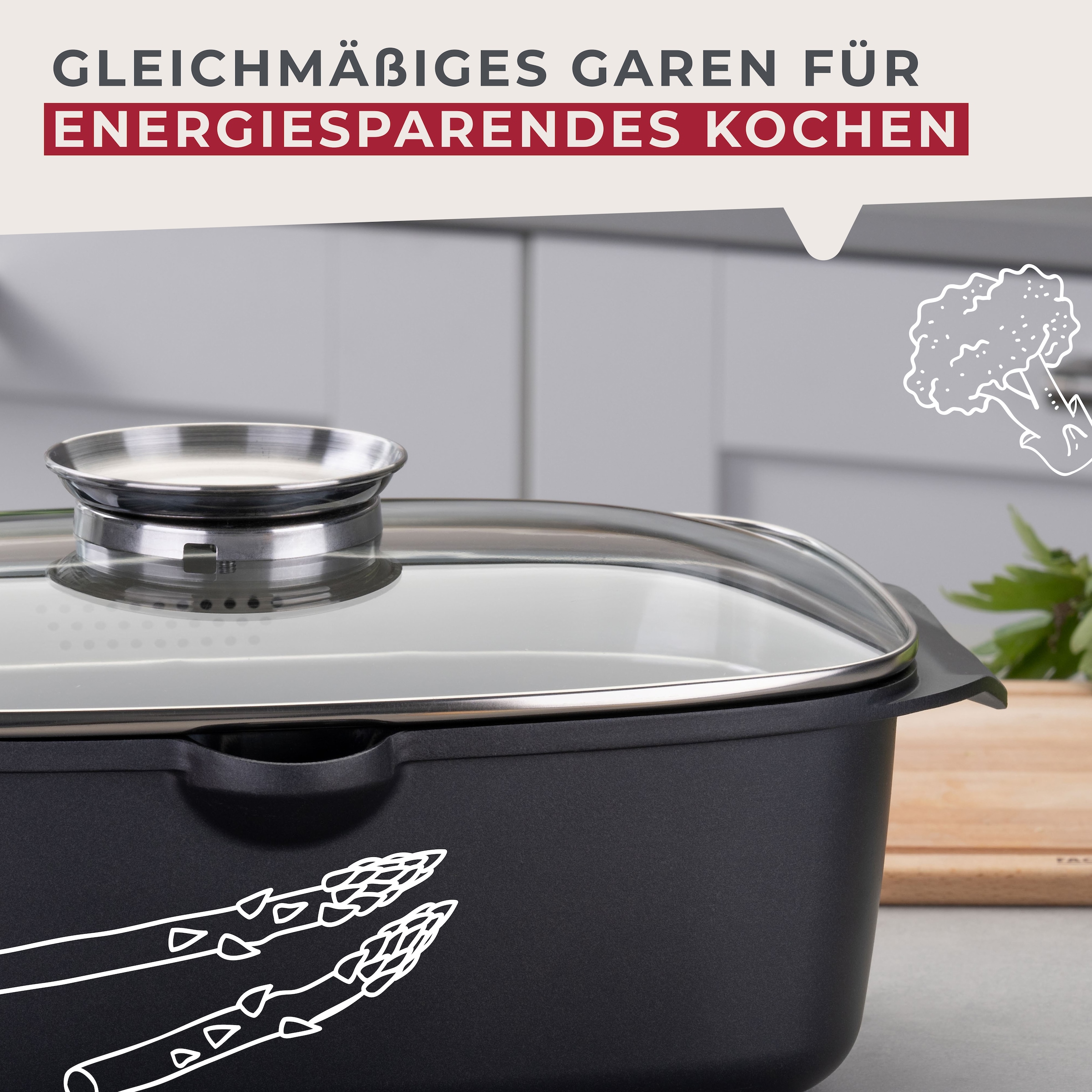 FACKELMANN Bräter »Roaster«, Aluminiumguss, (1 tlg.), mit Aromaknauf, Schmortopf mit Deckel