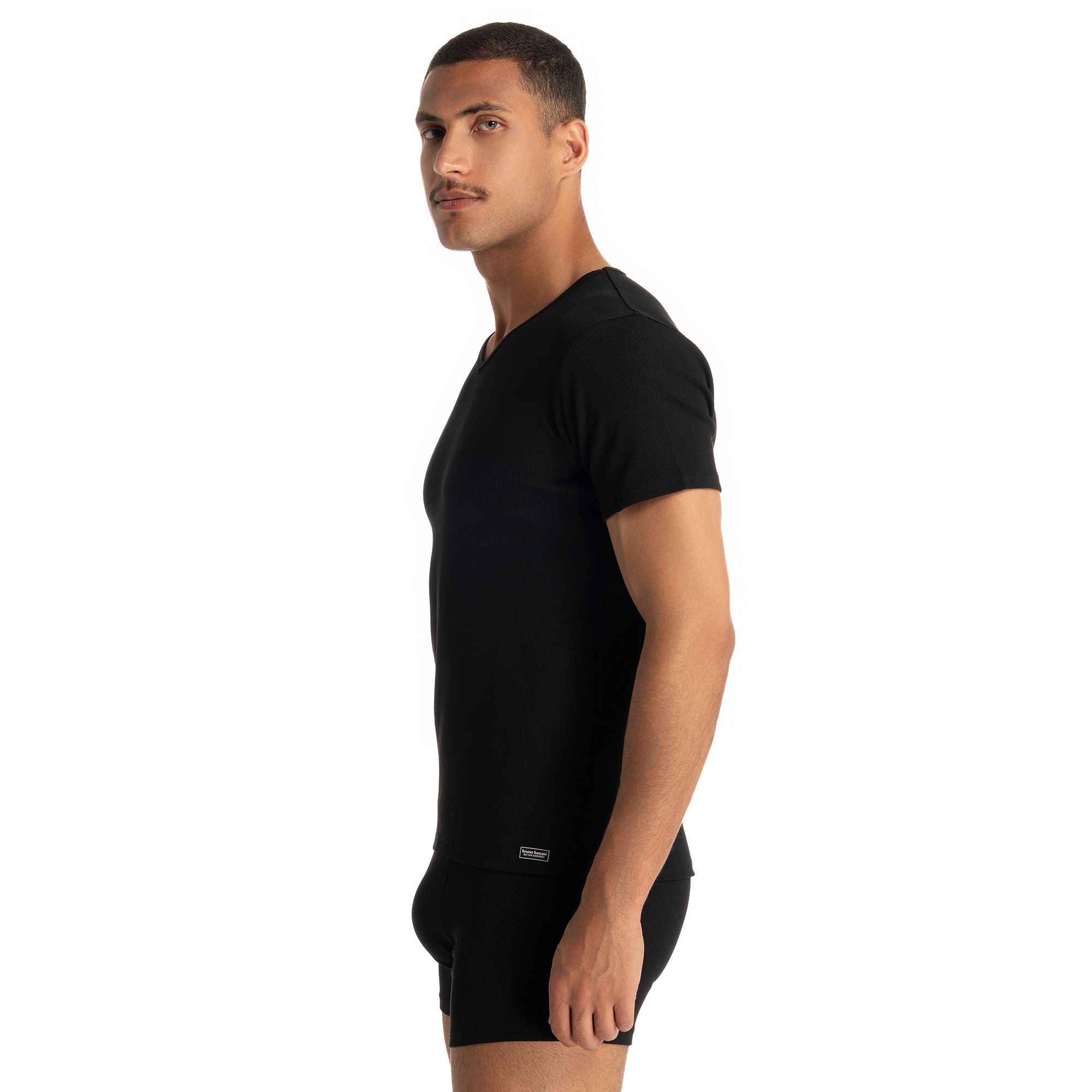 Bruno Banani V-Shirt »FINE RIB« Feinripp, Kurzarm, V-Neck, Cotton-Mix