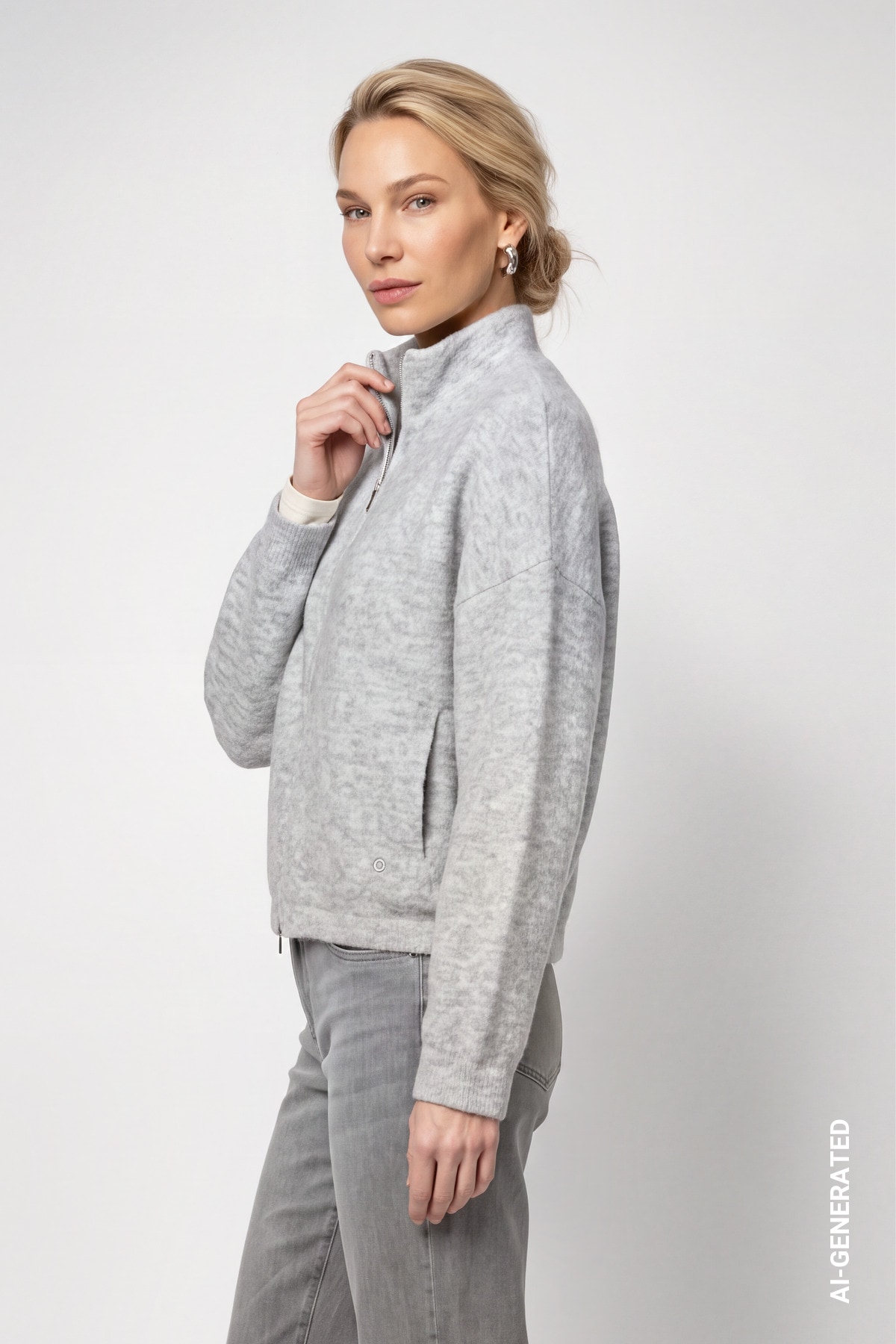 Monari Strickjacke »Jacke Strickjacke Flausch« Regular fit mit Stehkragen
