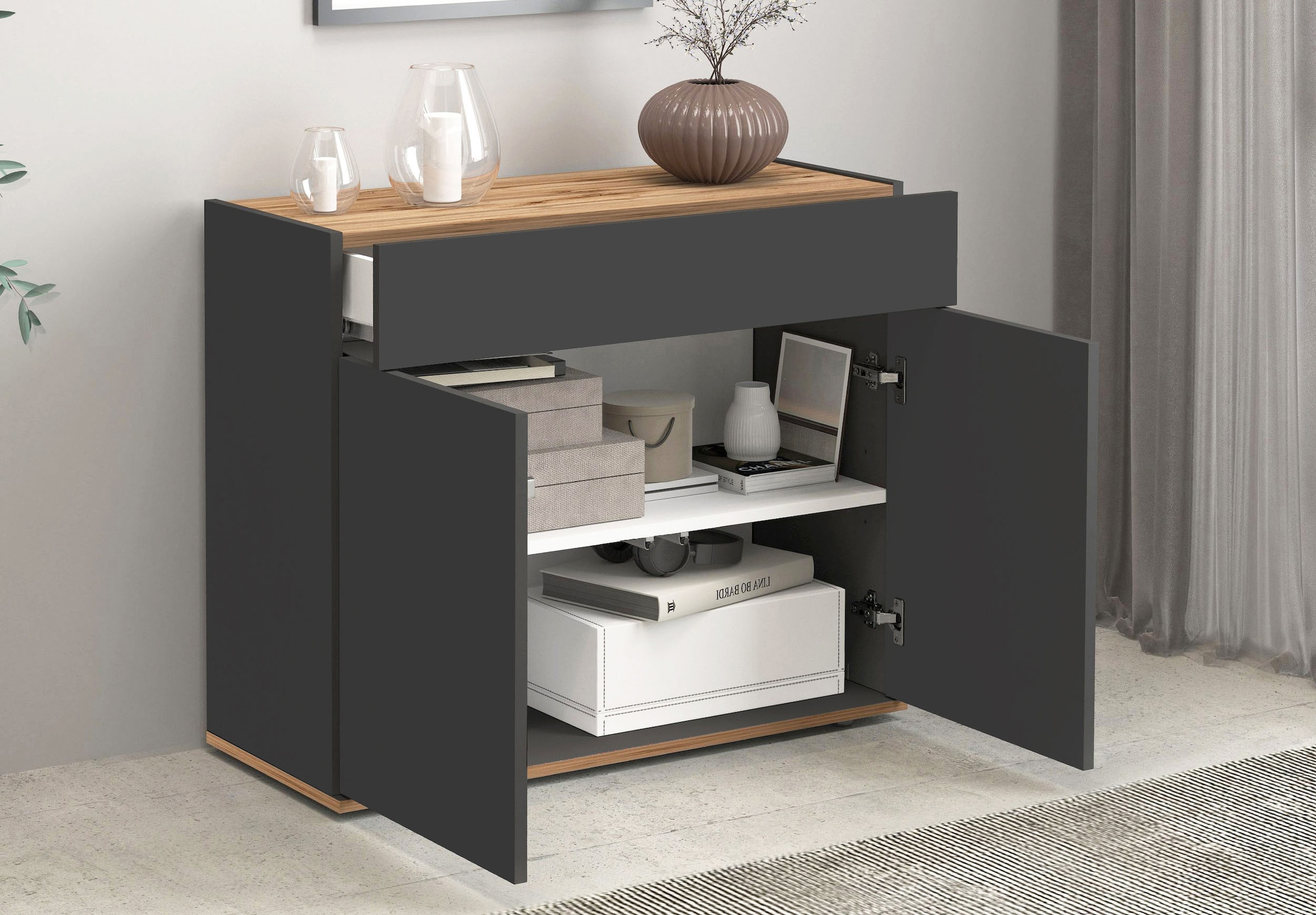 INOSIGN Sideboard »Garda, Kommode, Schrank, Kredenz«, 2 Türen, 1 Schublade,grifflos Breite 80,9 cm