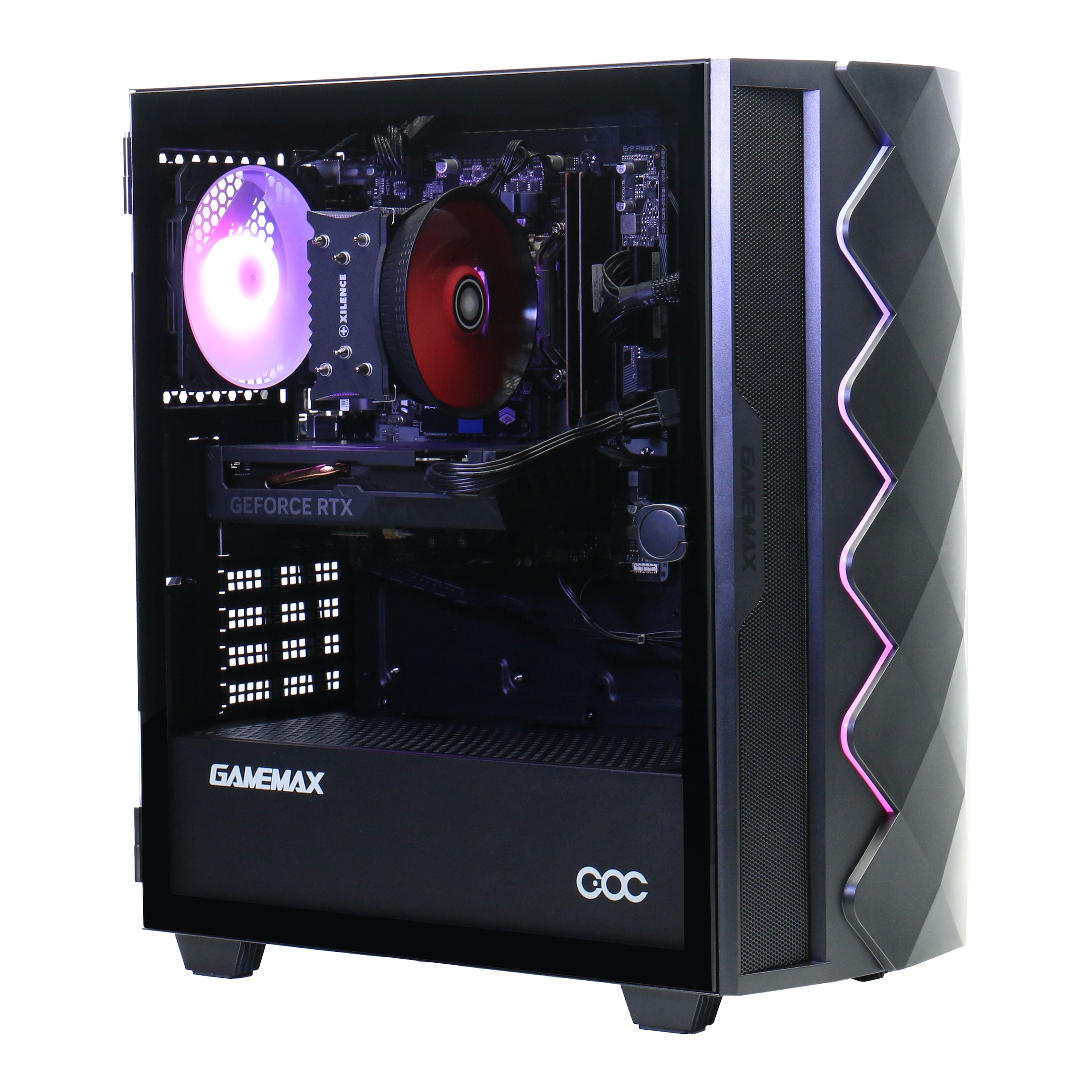 GAMEMAX PC-Komplettsystem »MegaDeal Gaming-PC-Set Diamond BK«, (inkl. Maus, Tastatur & Headset), Windows 11 + MSI G32C4 E2 Monitor Curved 80cm (32")