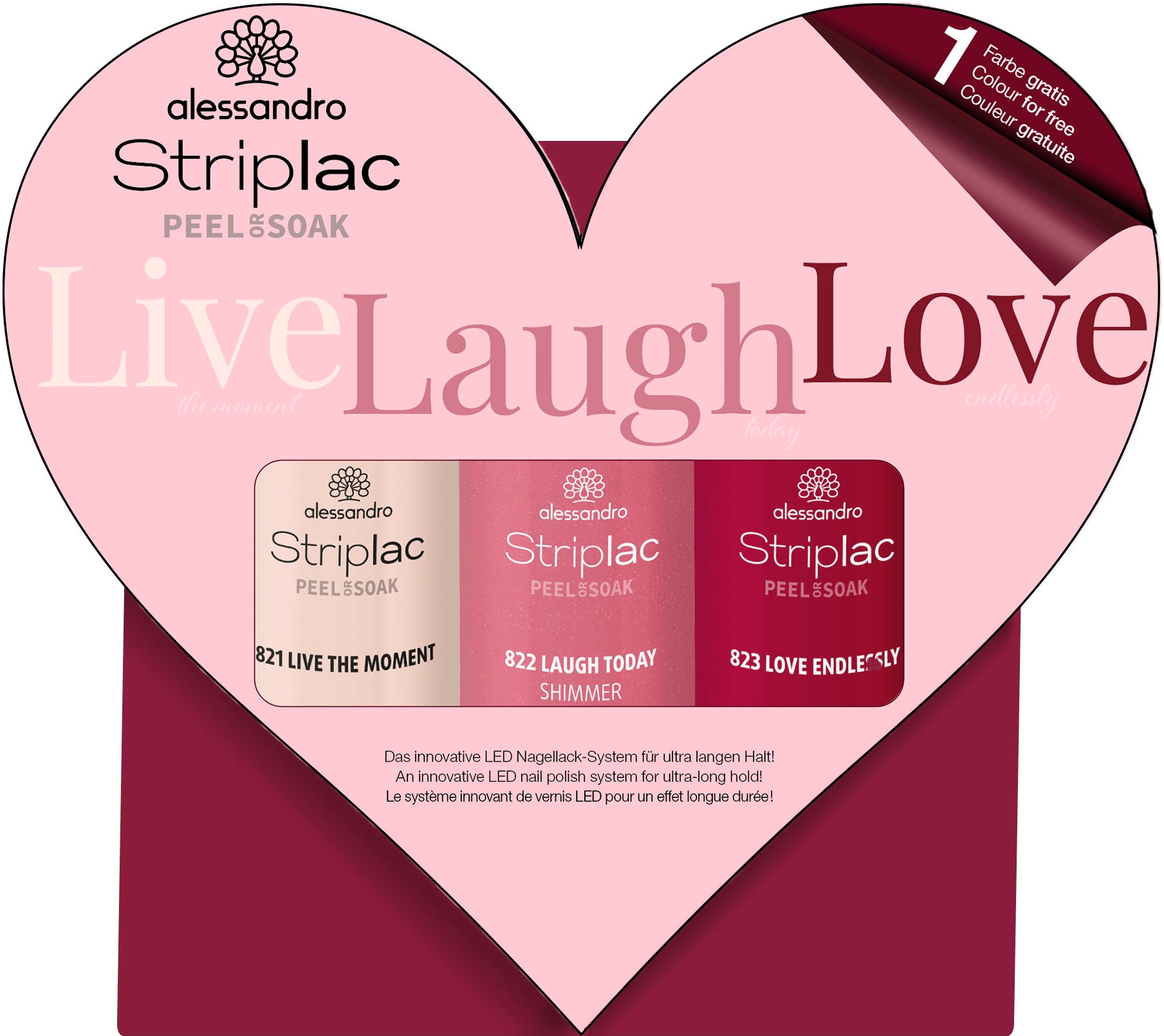 alessandro international UV-Nagellack »STRIPLAC FARBSET LIVE LAUGH LOVE«, ( Set, 4 tlg.), Nagellack kaufen