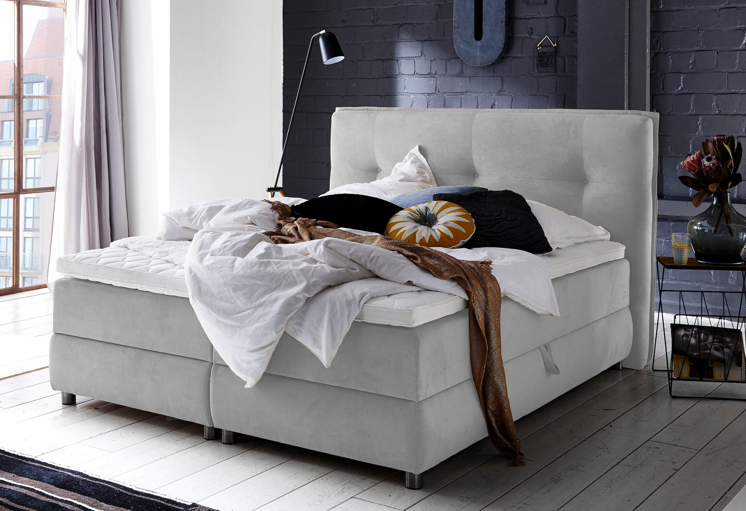 Bild von ATLANTIC home collection Boxspringbett »Tilo«, mit Tonnentaschen-Federkernmatratze, inkl. Bettkasten und Topper