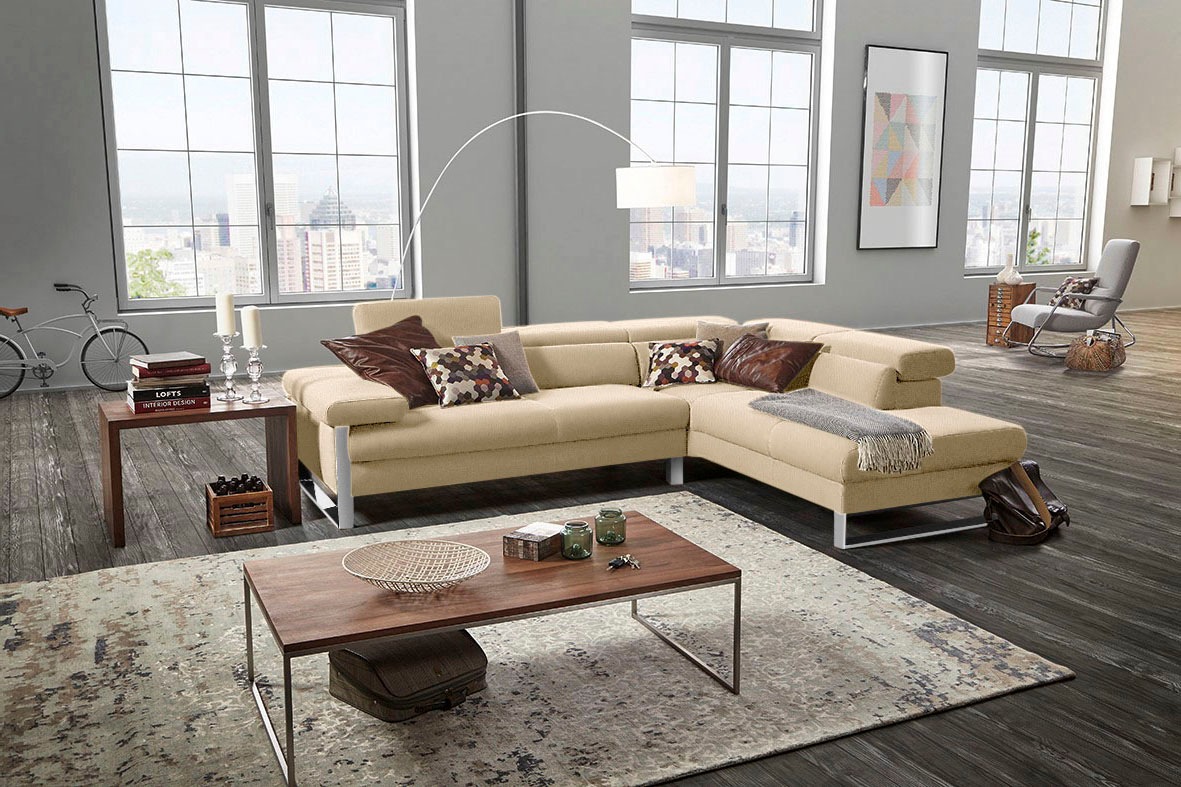 W.SCHILLIG Ecksofa »finn, toller Sitzkomfort, L-Form, hochwertige Verarbeitungsdetails«, German Design Award 2016, Fußgestell Chrom glänzend, Breite 281 cm