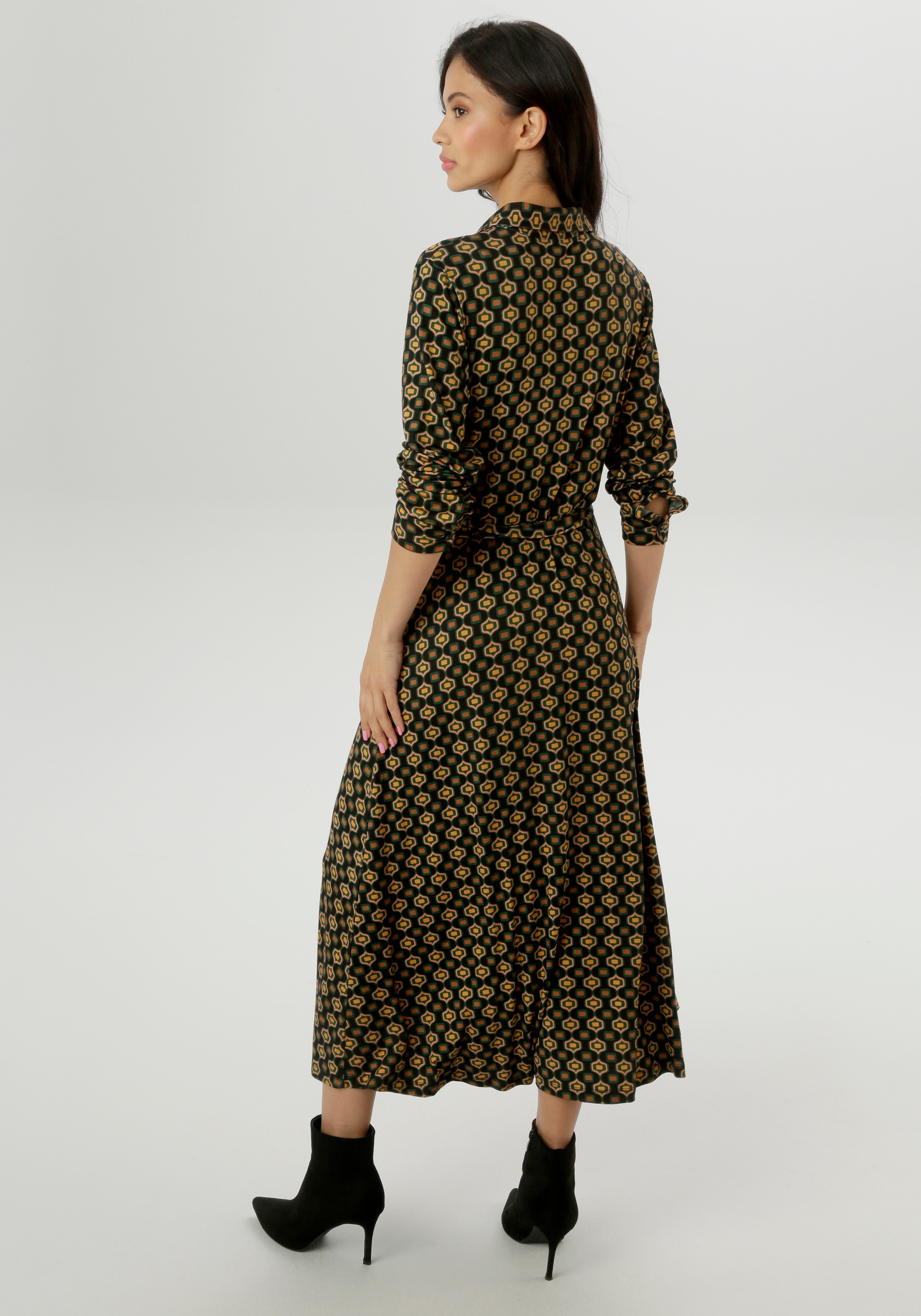 Aniston SELECTED Jerseykleid, mit Retromuster und abnehmbarem Bindeband - NEUE KOLLEKTION