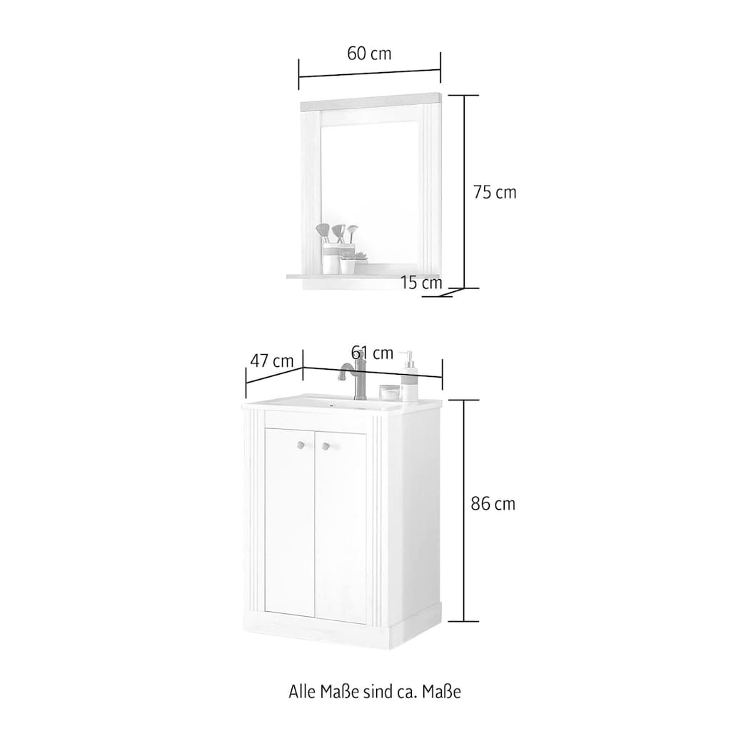 Home affaire Badmöbel-Set »WESTMINSTER«, (2 St.), im romantischen Landhausstil