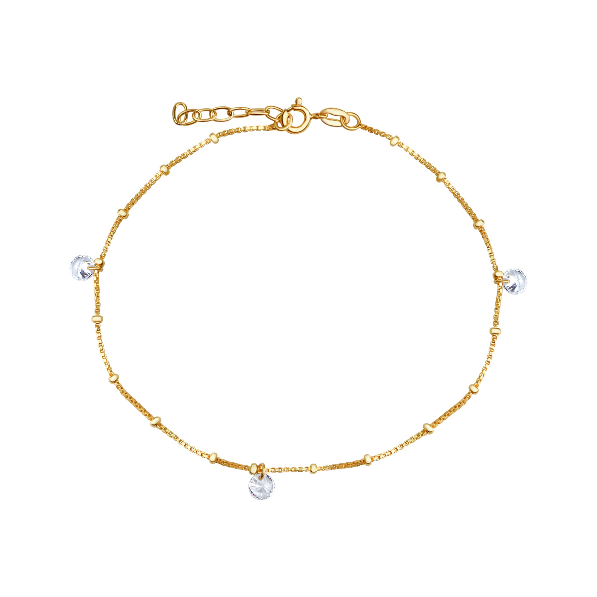 VIVANCE Fußkette »925/- Sterling Silber vergoldet Zirkonia« gelb 23+2cm Bezaubernde Fußkette aus 925/- Sterling Silber vergoldet