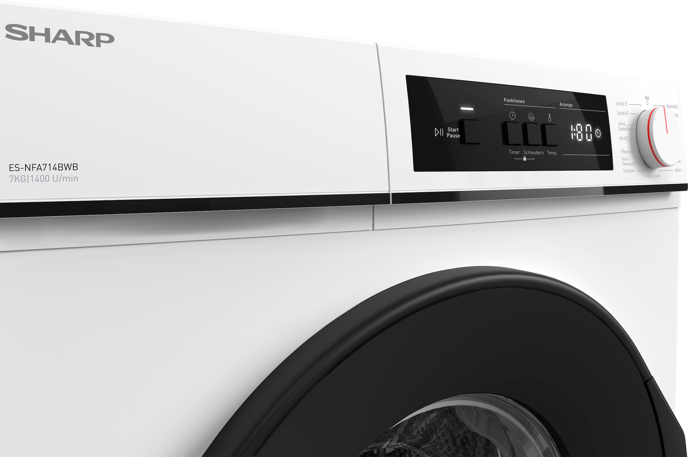 Sharp Waschmaschine »ES-NFA714BWB-DE«, 7 kg, 1400 U/min