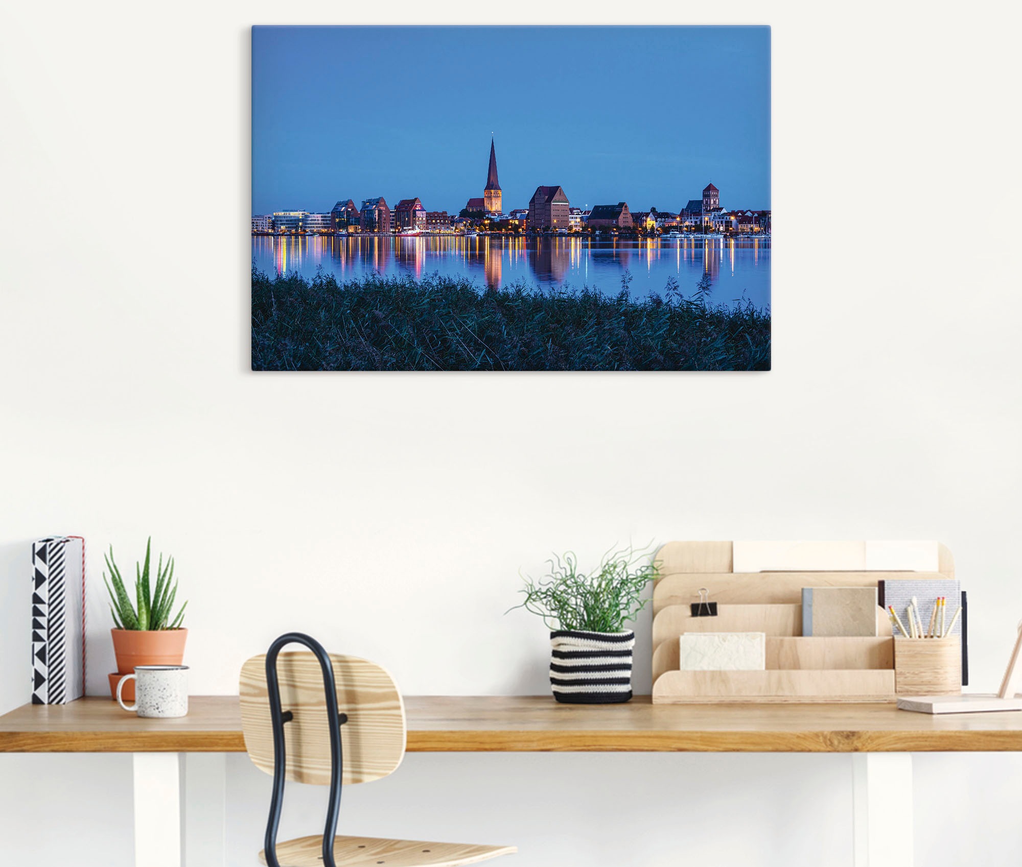 Artland Leinwandbild »Blick über Warnow auf Rostock«, Rostock, (1 St.), auf Keilrahmen gespannt