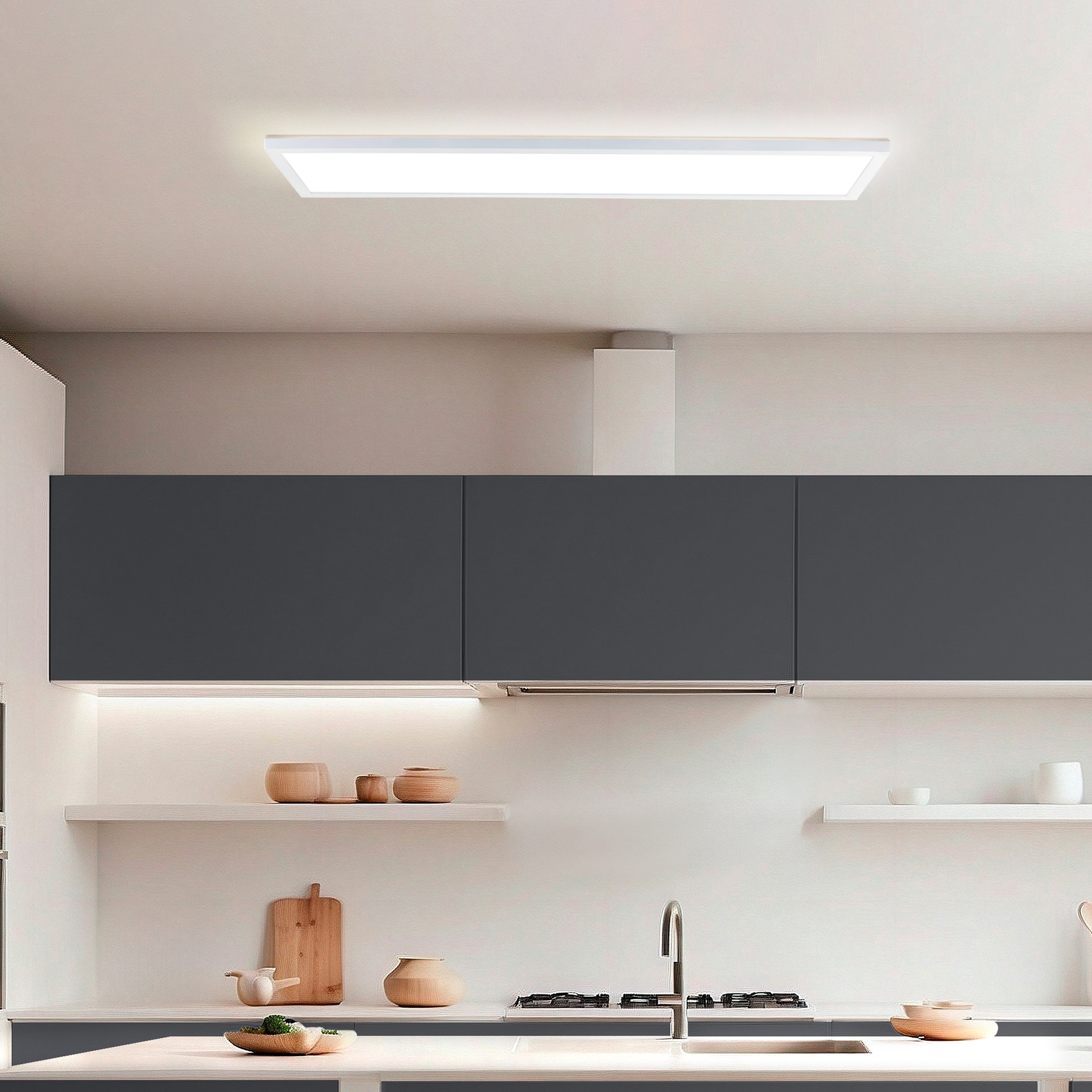 Hanseatic LED Panel »Liuca«, 1 flammig, Leuchtmittel LED-Modul | LED fest integriert, 96 x 25 cm, 3000 lm, 3000-6500 K, dimmbar, CCT über Wandschalter, weiß
