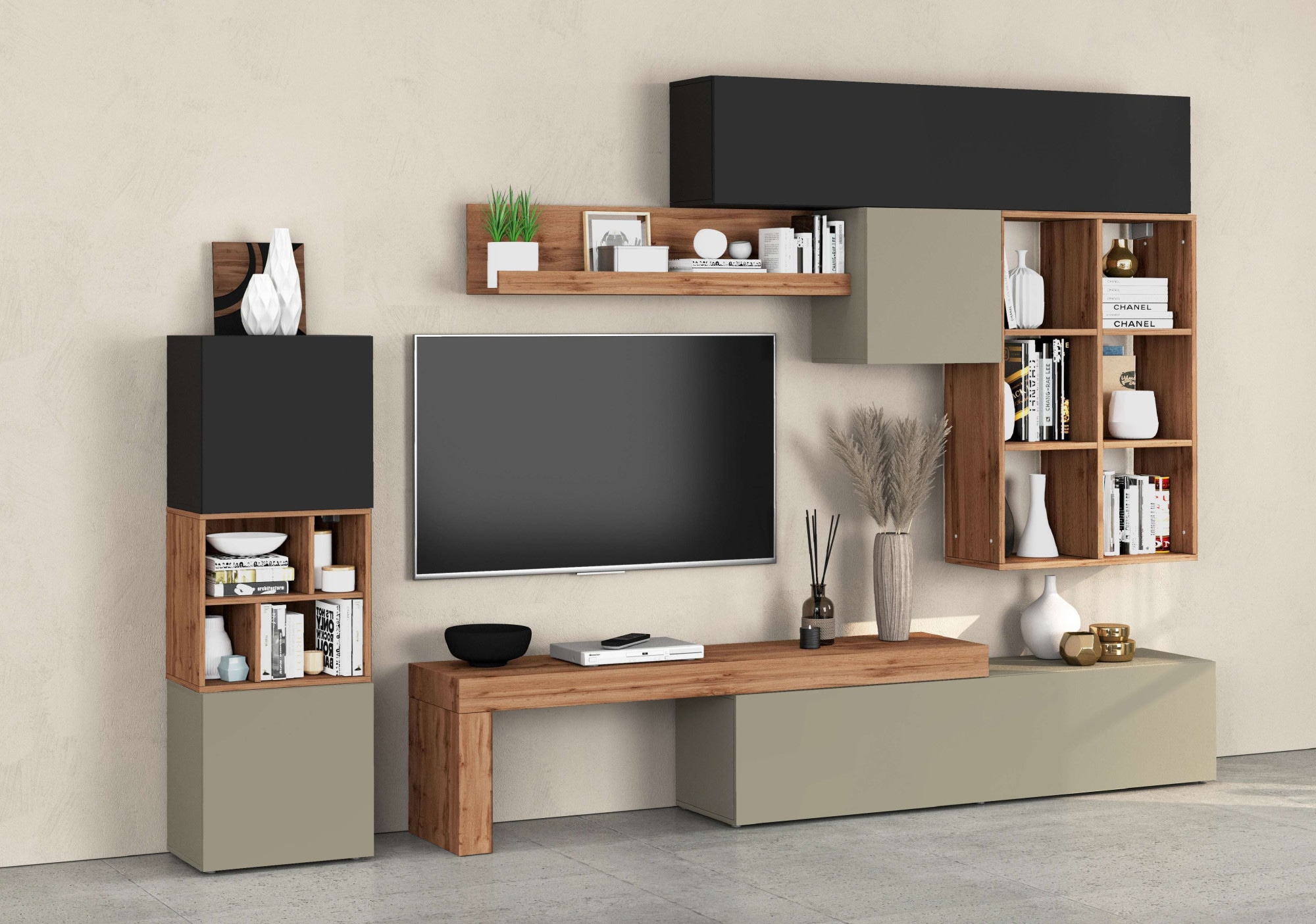 INOSIGN Wohnwand »Chronos Wohnwand, Medienwand, 8-er set«, (Set, 8 St.), ca günstig online kaufen