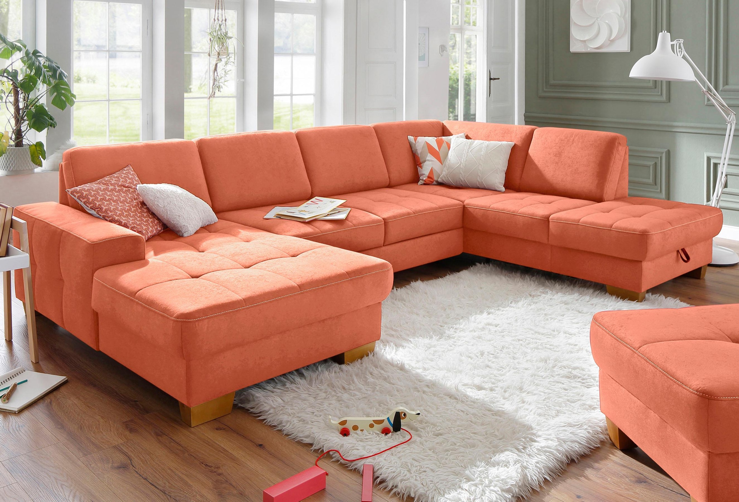 Home affaire Wohnlandschaft »Puccini U-Form« mit Federkern, Sitztiefenverst günstig online kaufen