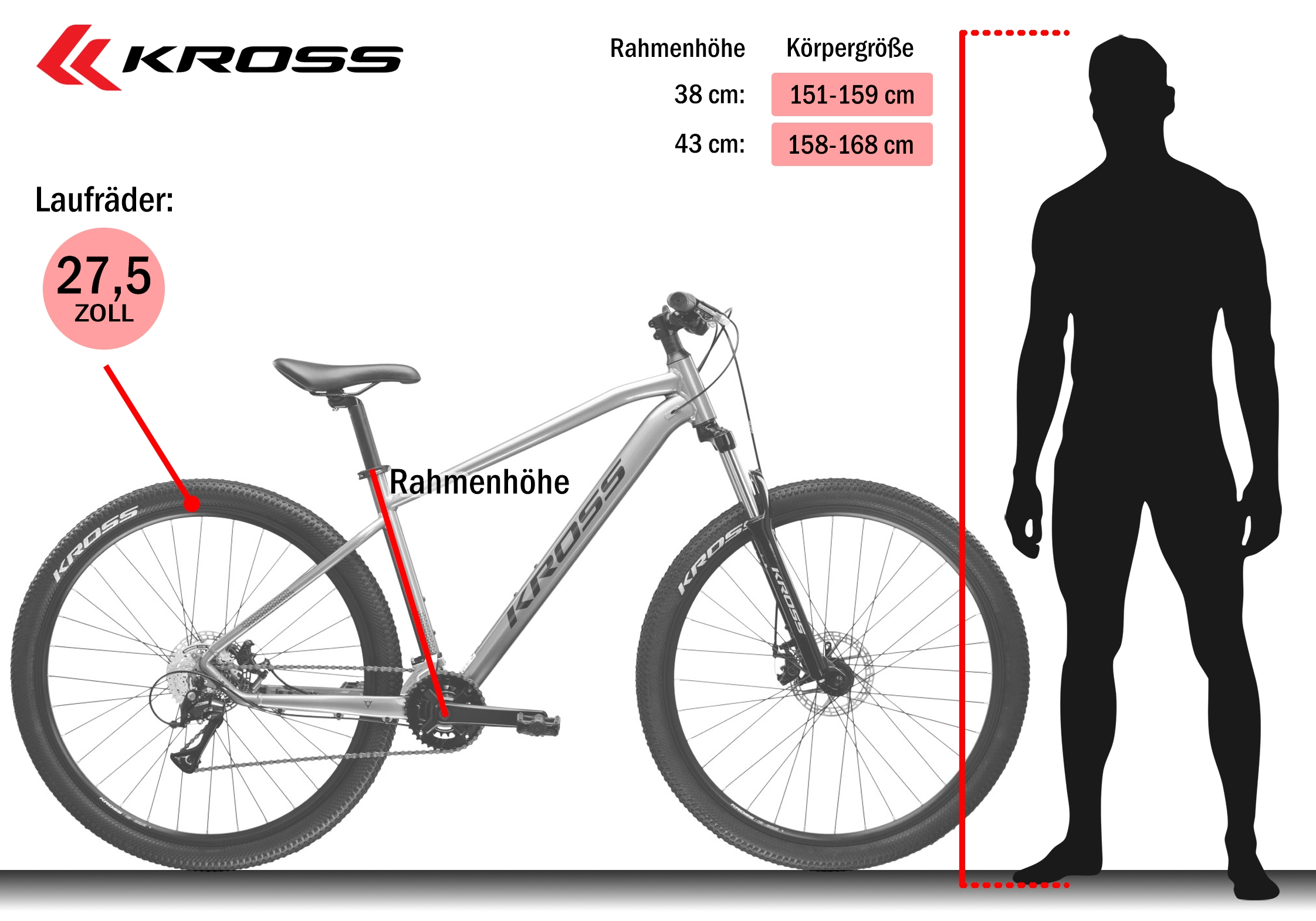 Kross Mountainbike »Hexagon 3.0« 16 Gang Shimano ACERA M3020 Schaltwerk Kettenschaltung