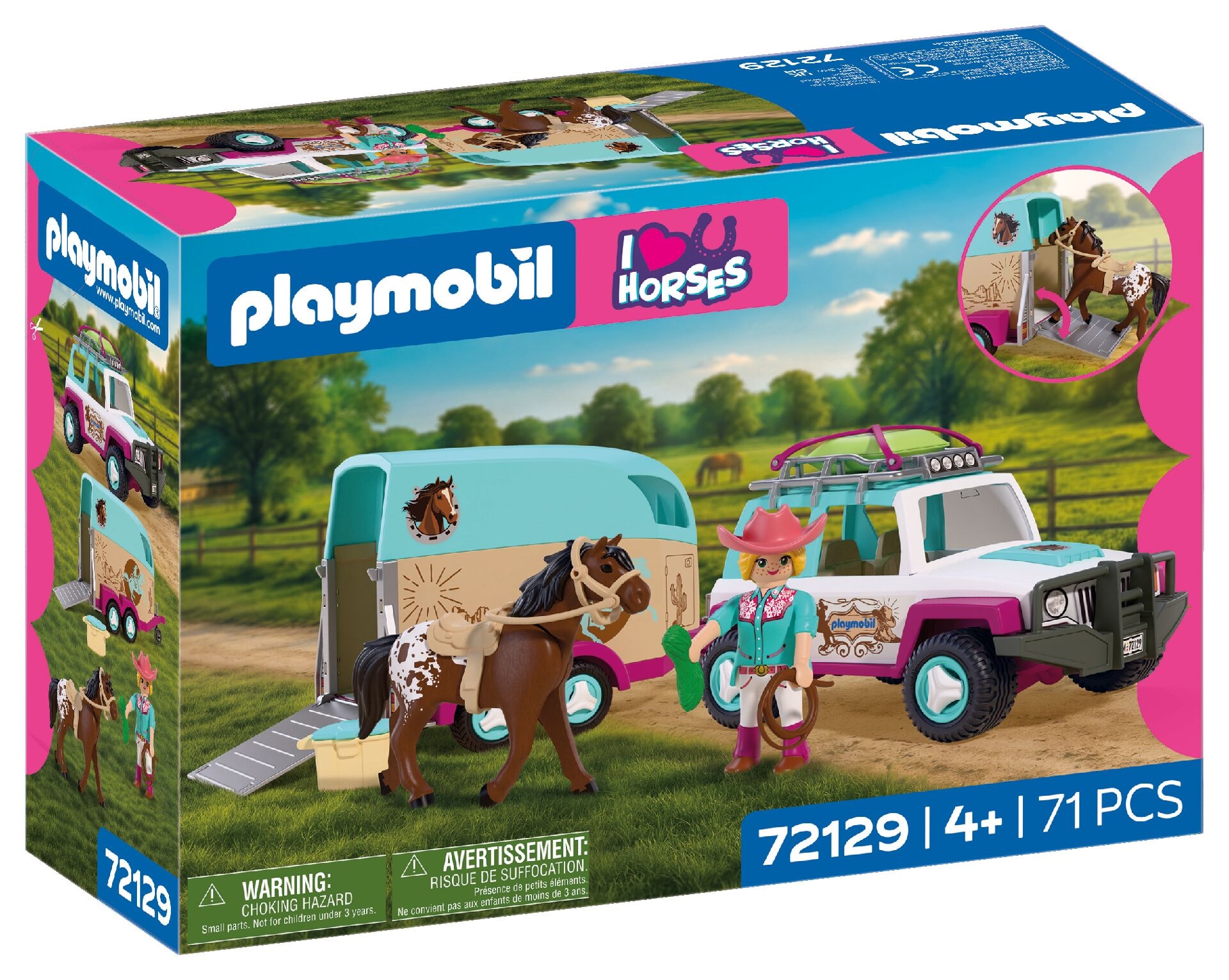 Playmobil® Konstruktions-Spielset »Geländewagen mit Pferdeanhänger (72129), I Love Horses« Made in Europe
