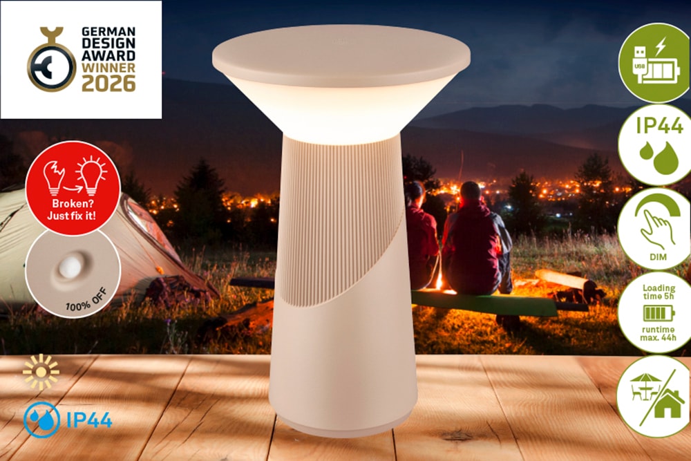 Briloner Leuchten LED Tischleuchte »PILIA« LED-Modul 1 Stk. 15x24 cm, Akku tauschbar, Indoor/Outdoor, Wohnzimmer, Balkon