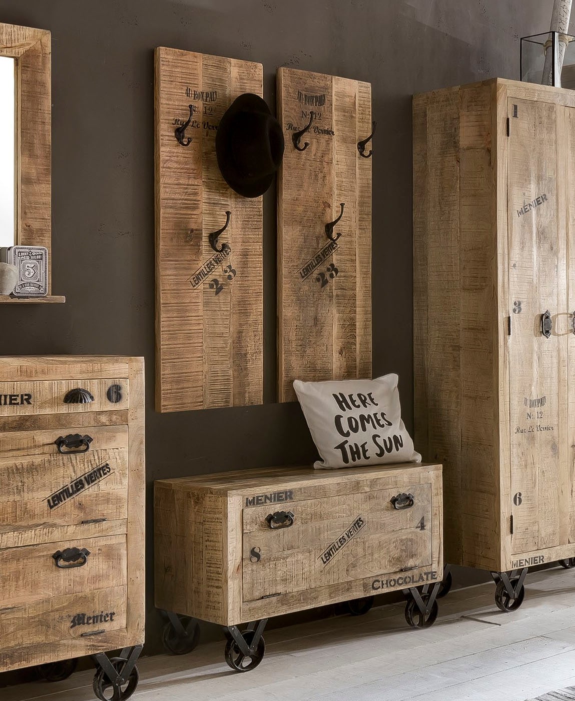 SIT Garderoben-Set »Rustic« 3 Stk. tlg. natur 1 kleiner Schuhschrank, 2 Garderobenpaneele