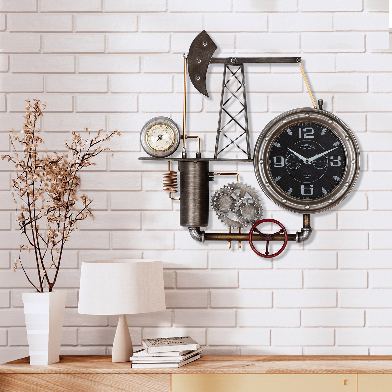 Casablanca by Gilde Wanduhr »Wanduhr Ölförderturm silberfarben H. 56 cm« günstig online kaufen