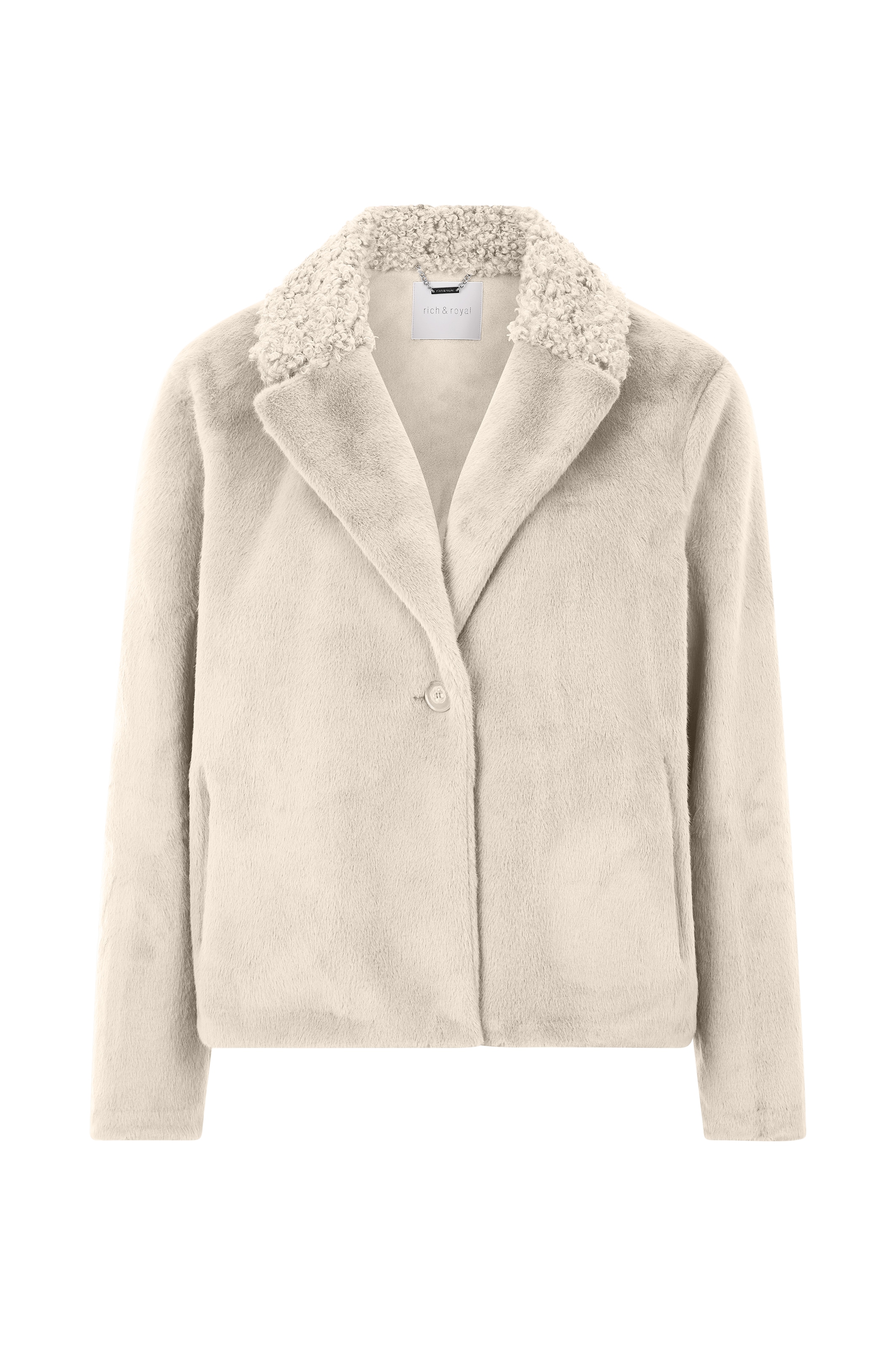 RICHROYAL Jackenblazer, Mit zwei verschiedenen Fellimitaten; mit seitlichen Taschen
