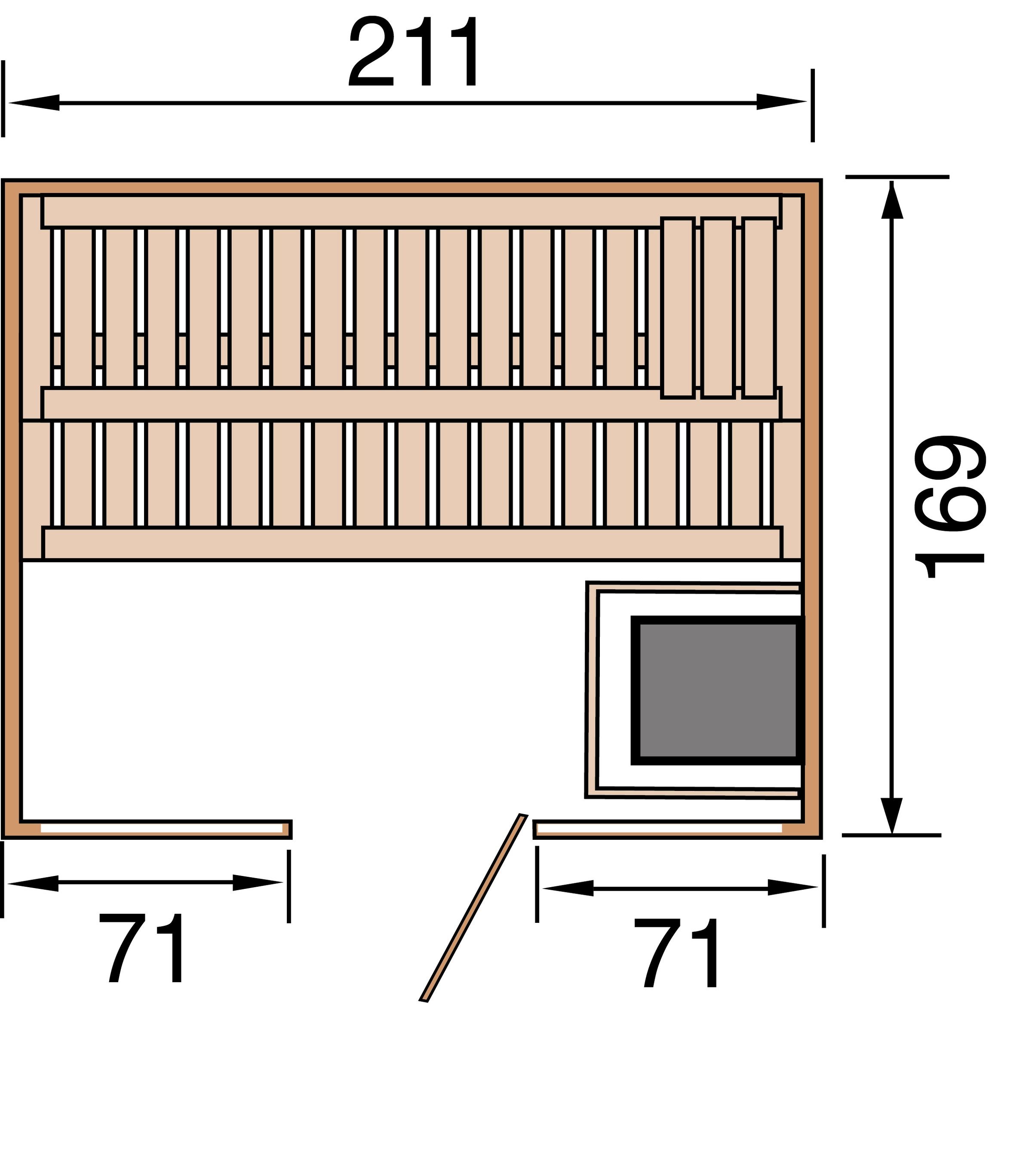 weka Sauna »Kemi Panorama« 7,5 kW Ofen mit ext. Steuerung