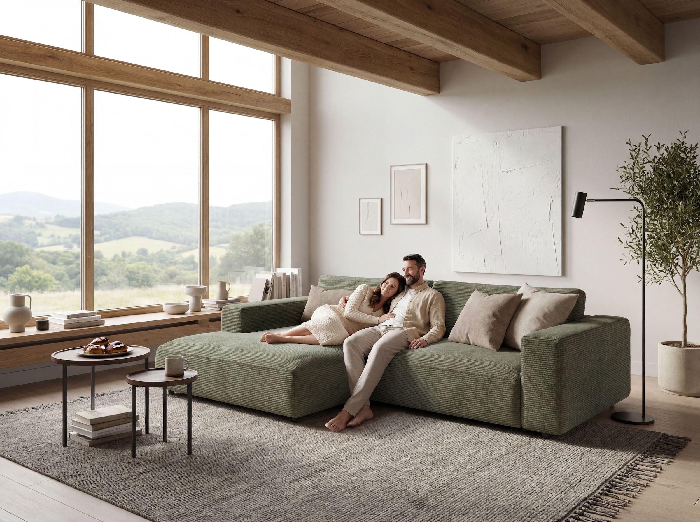 Musterring Ecksofa »MR LUCIA, Charakterstarker Lounge-Komfort von Musterring« XXL-Longchair, erstklassige Kammerkissen & zeitloser Look