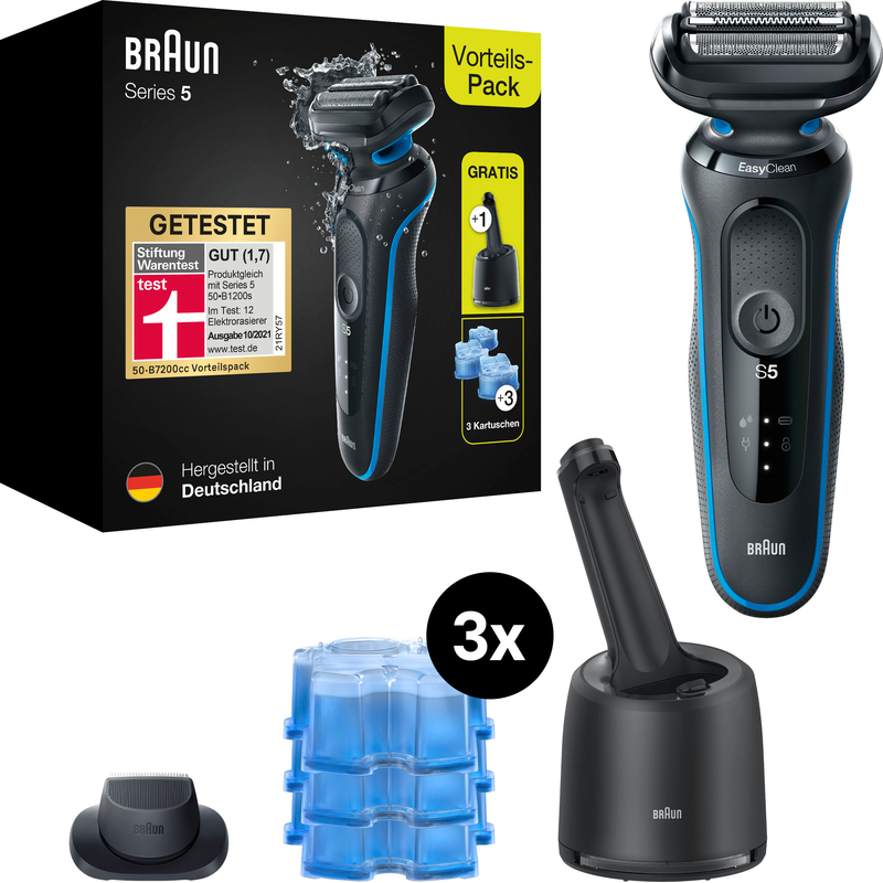 BRAUN Elektrorasierer »Series 5 50-B7200cc« Reinigungsstation Wet & Dry, mit gratis Reinigungsstation blau Zusätze: Inklusive Reinigungsstation...