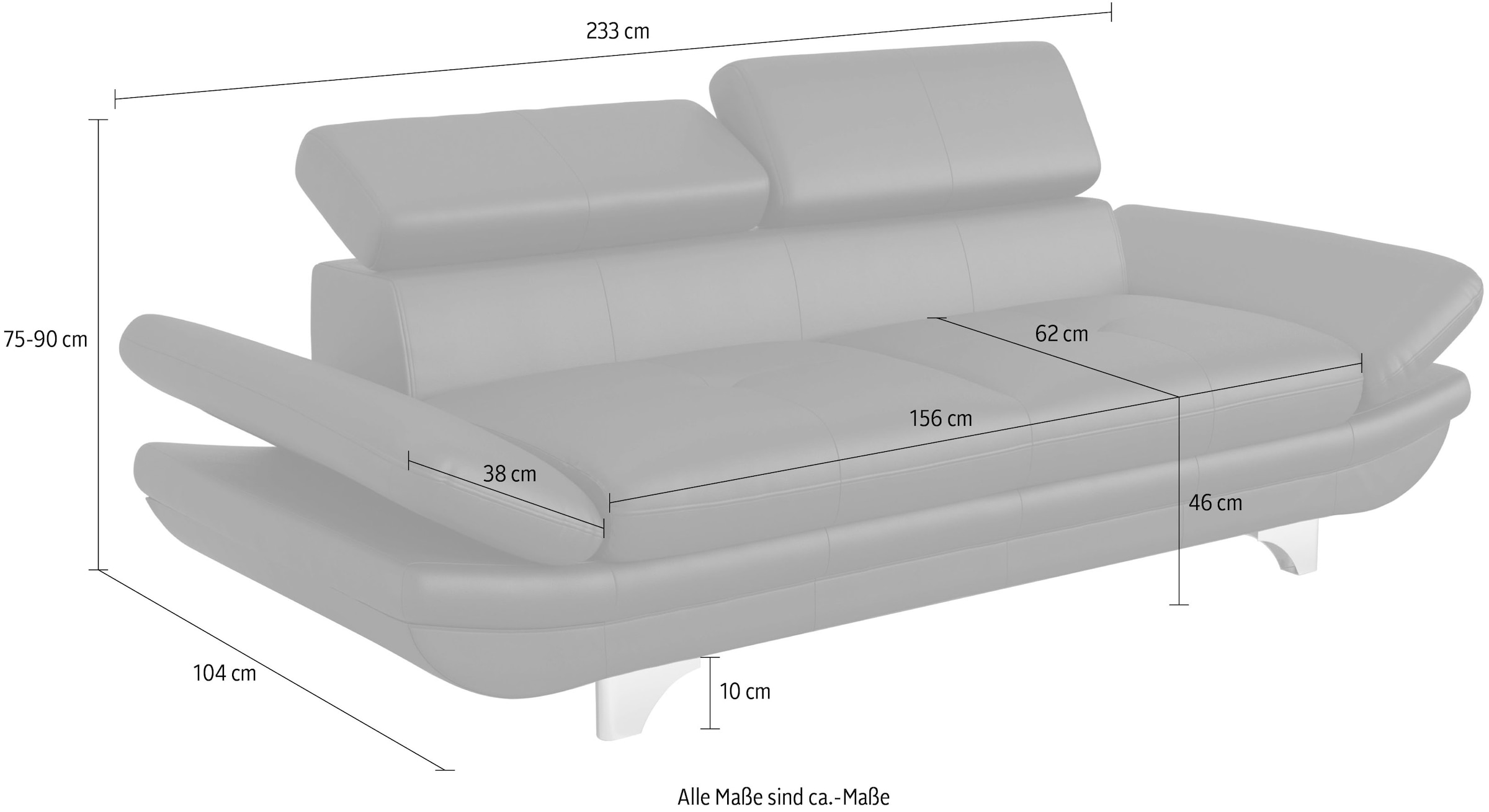 COTTA 3-Sitzer »Enterprise« Big-Sofa, mit Armteilverstellung & Kopfteilverstellung