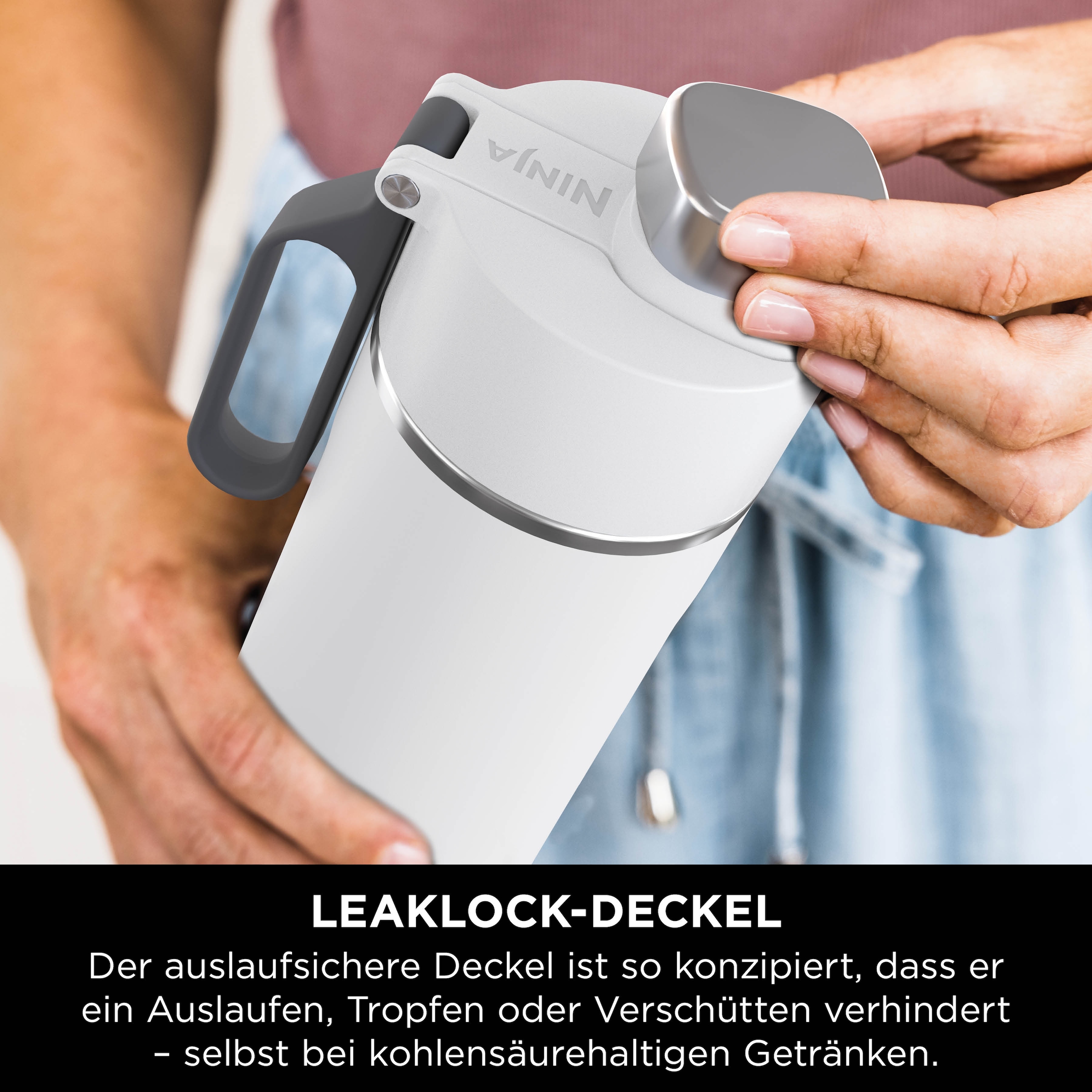 NINJA Isolierflasche »Ninja Thirsti Reiseflasche – 530 ml DW1801EUU / 700 ml DW2401EUU«, Getränke bleiben 24 Stunden kalt, 12 Stunden heiß, Eis hält 2 Tage